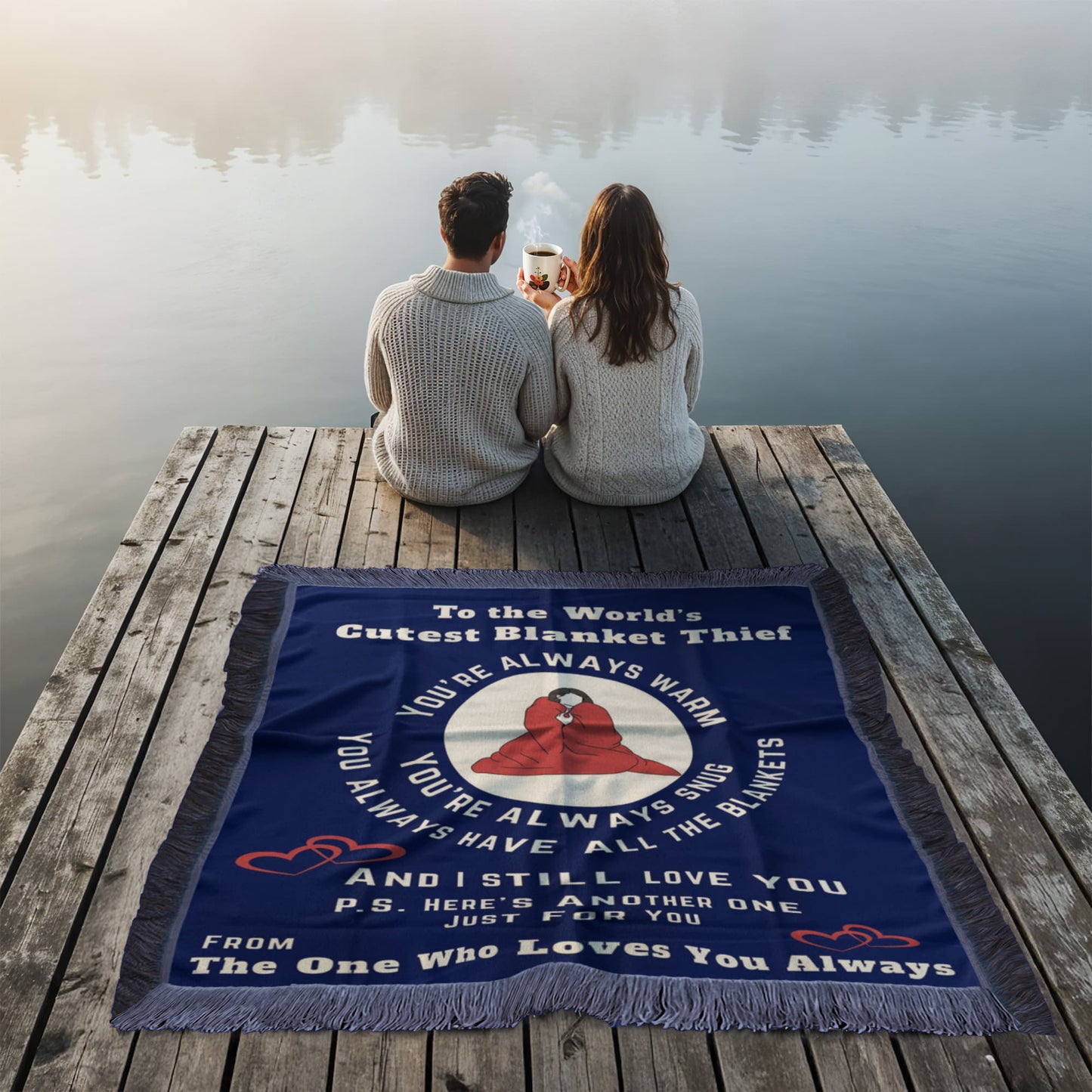 World’s Cutest Blanket Thief Cozy Woven Throw – Cute Couple Gift