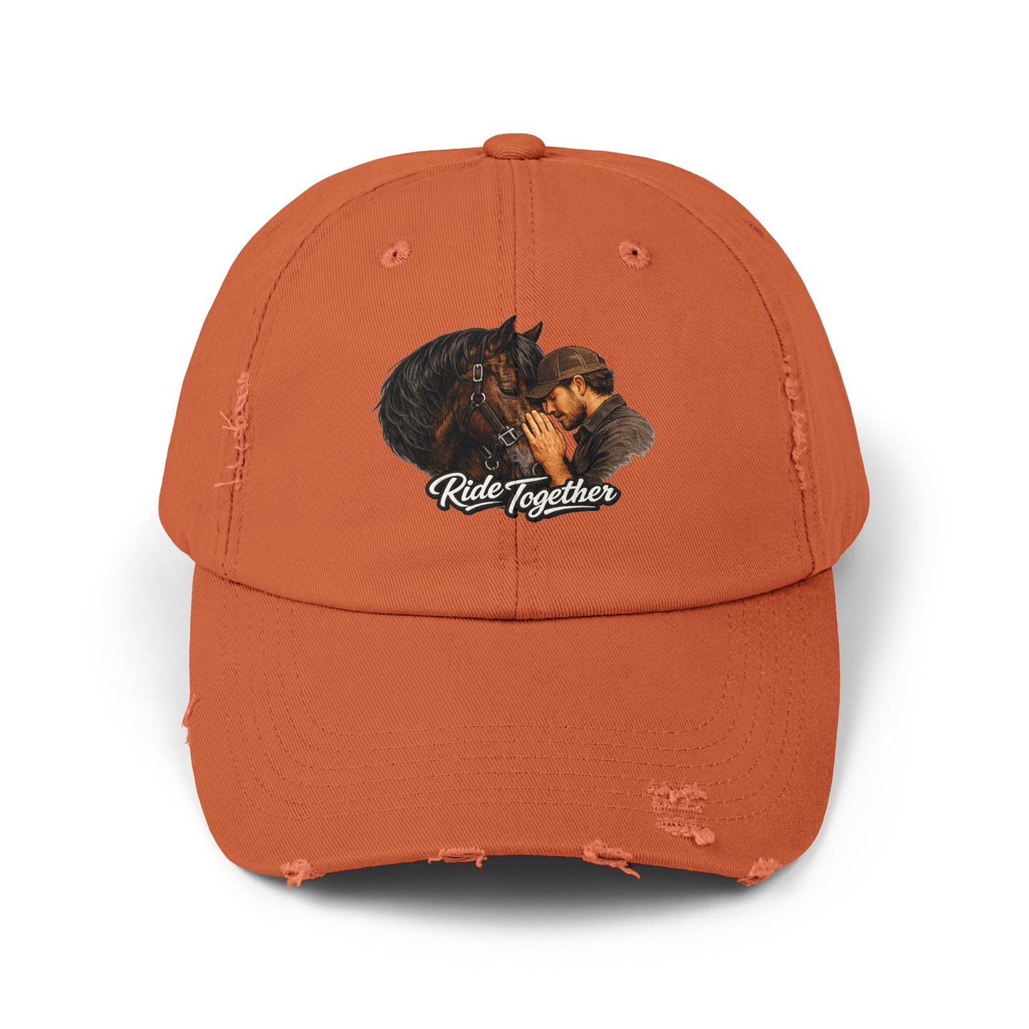 Ride Together Distressed Dad Hat – Horse & Rider Baseball Cap