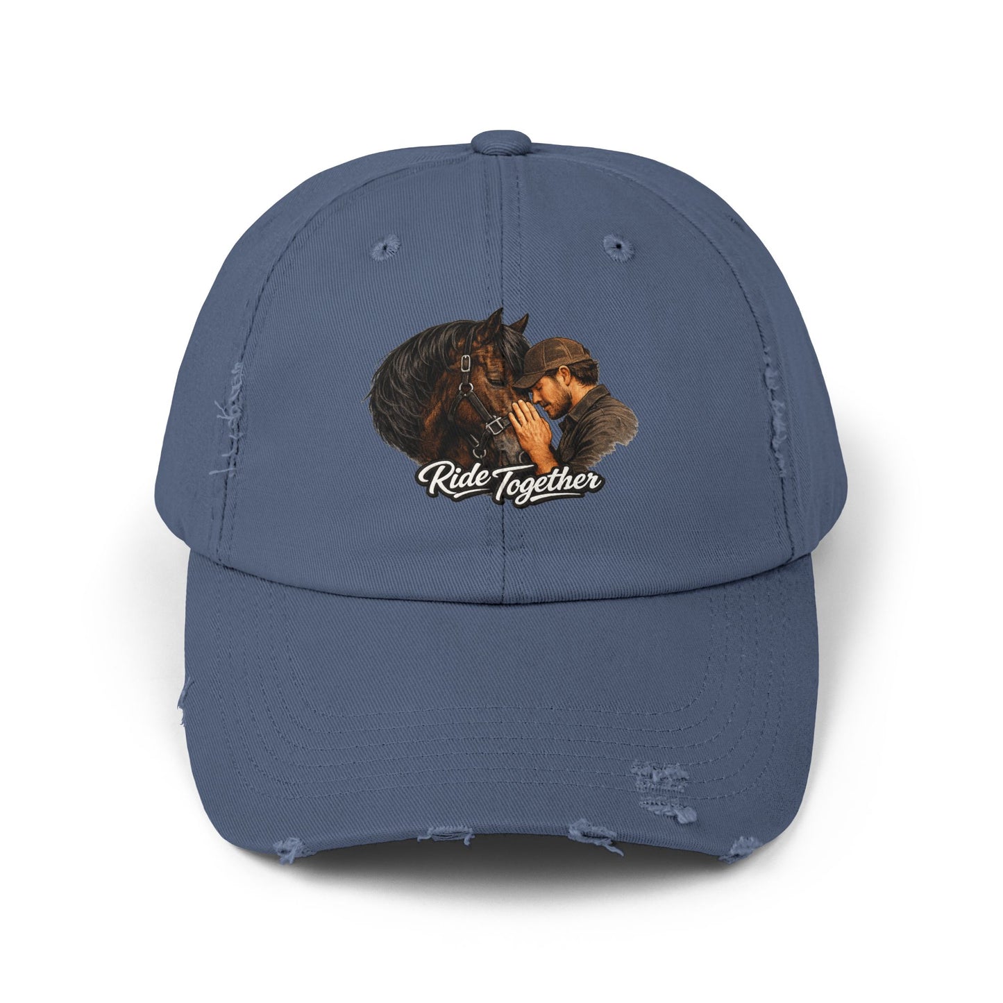 Ride Together Distressed Dad Hat – Horse & Rider Baseball Cap
