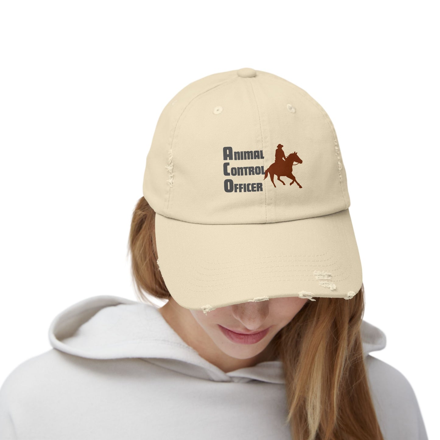Animal Control Officer Distressed Cap — Cowboy & Horse Logo Hat