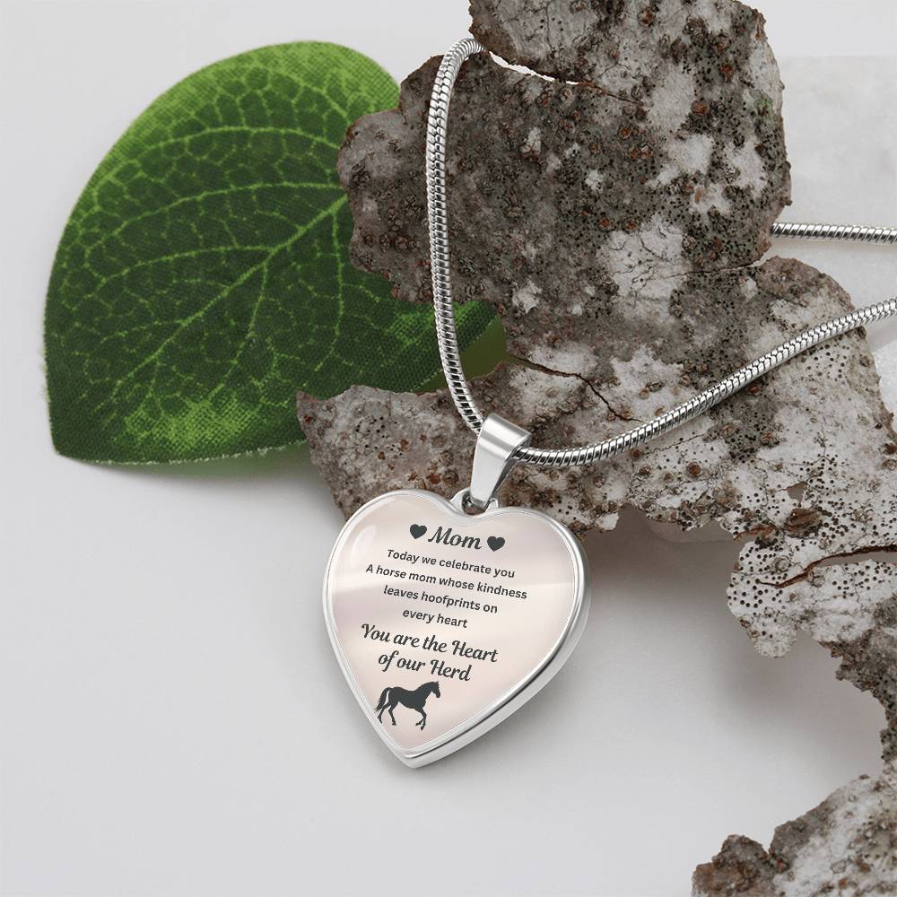 Horse Mom Necklace Gift for Mom – Custom Name Pendant You Are The Heart Of Our Herd