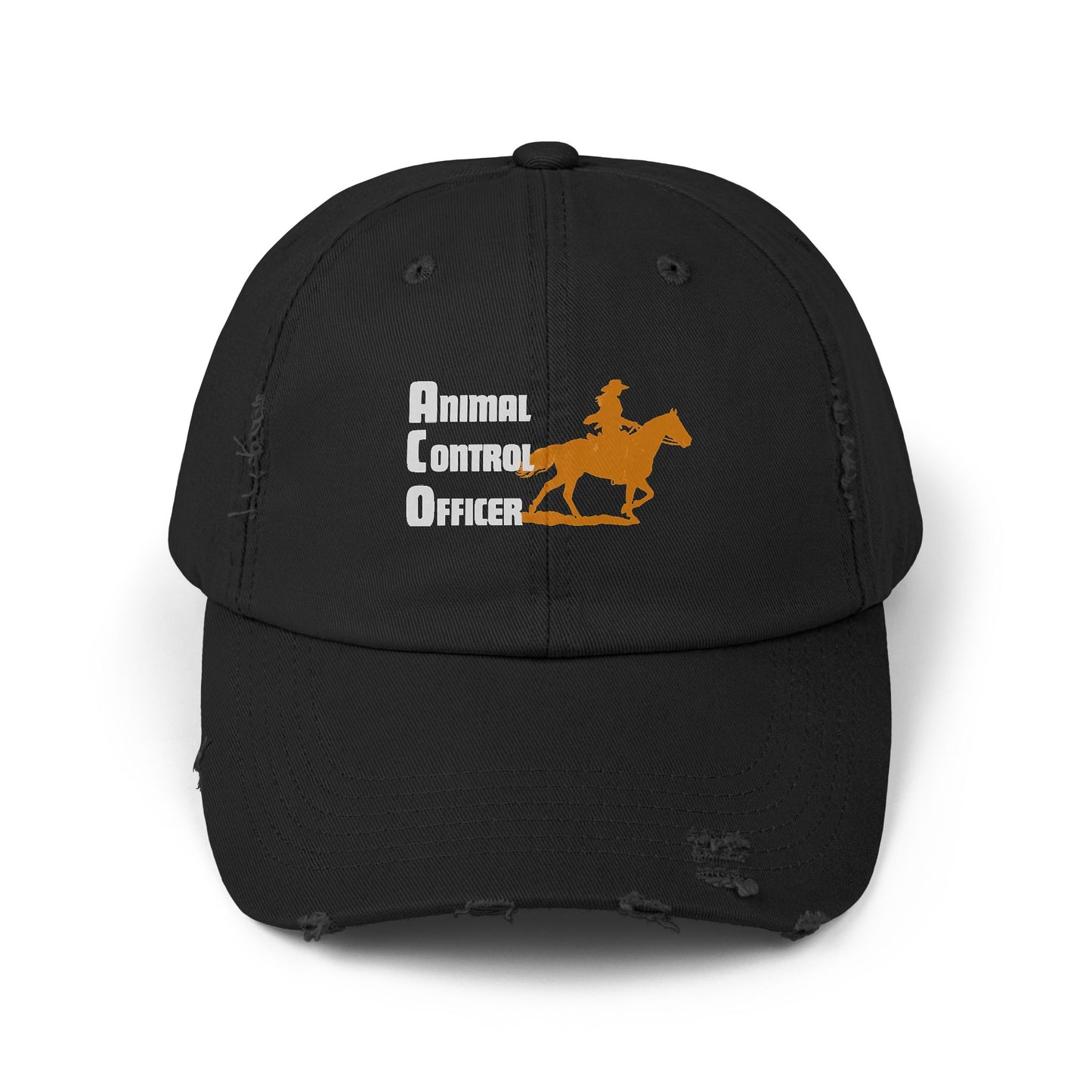 Distressed Baseball Cap — 'Barrel Racing Cowboy' Horse Rider Logo