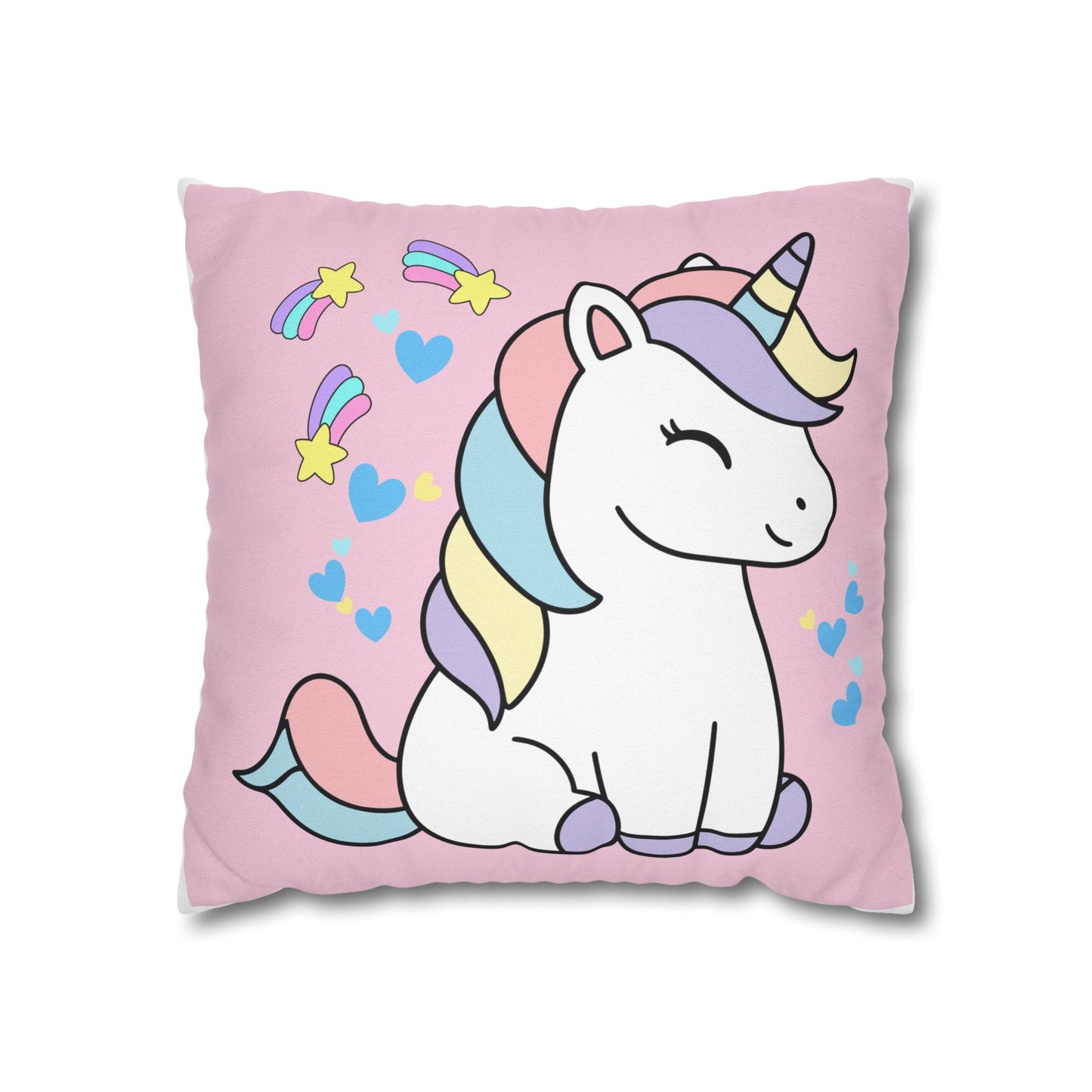 Sleepy Pastel Unicorn Pillowcase | Cute Kids Decorative Throw Pillow Cover