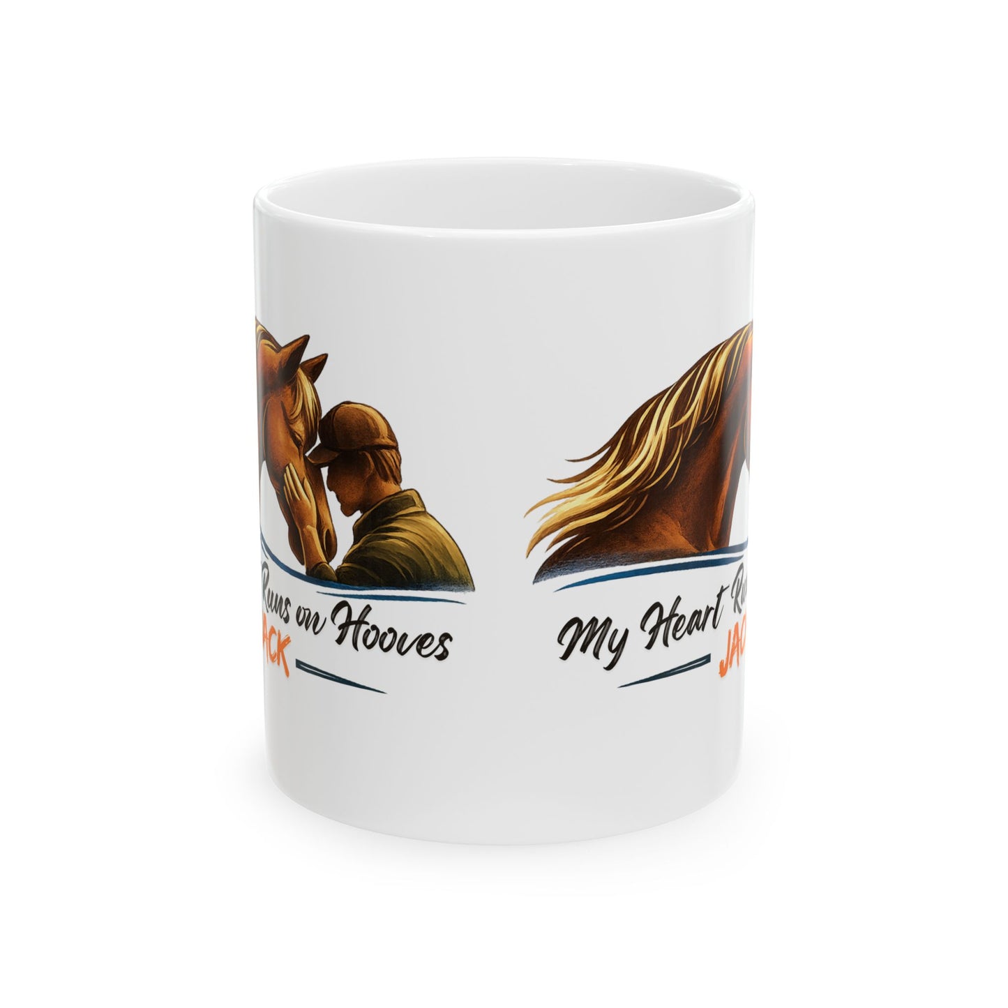 Personalized Horse Mug – My Heart Runs on Hooves Ceramic Coffee Cup