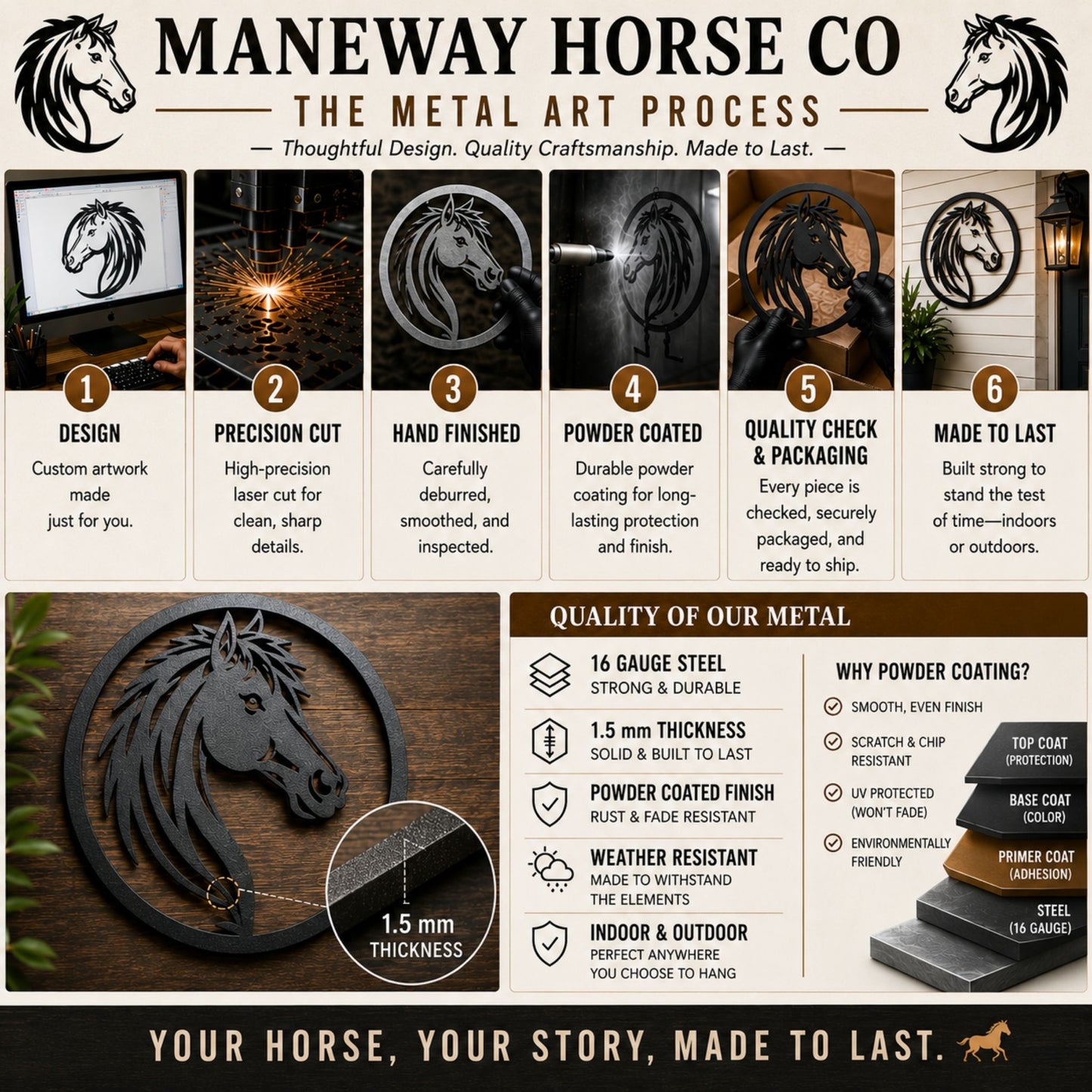Personalized Couple Horse Metal Sign – Custom Ranch Wall Art Gift