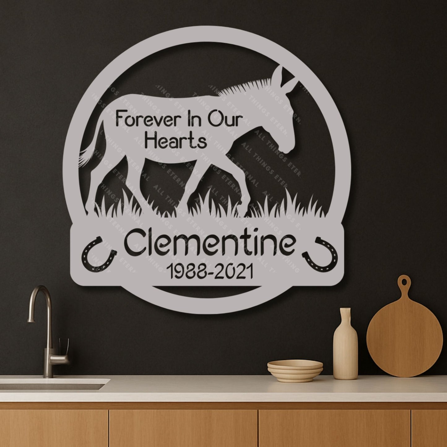 Custom Donkey Memorial Metal Wall Sign – Personalized Farm Decor