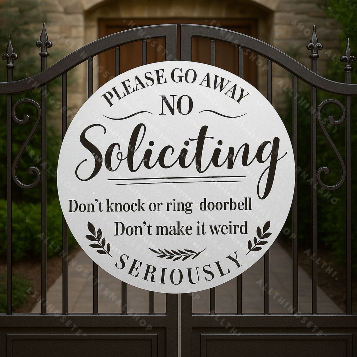 No Soliciting Metal Yard Sign – Modern Private Property Outdoor Decor