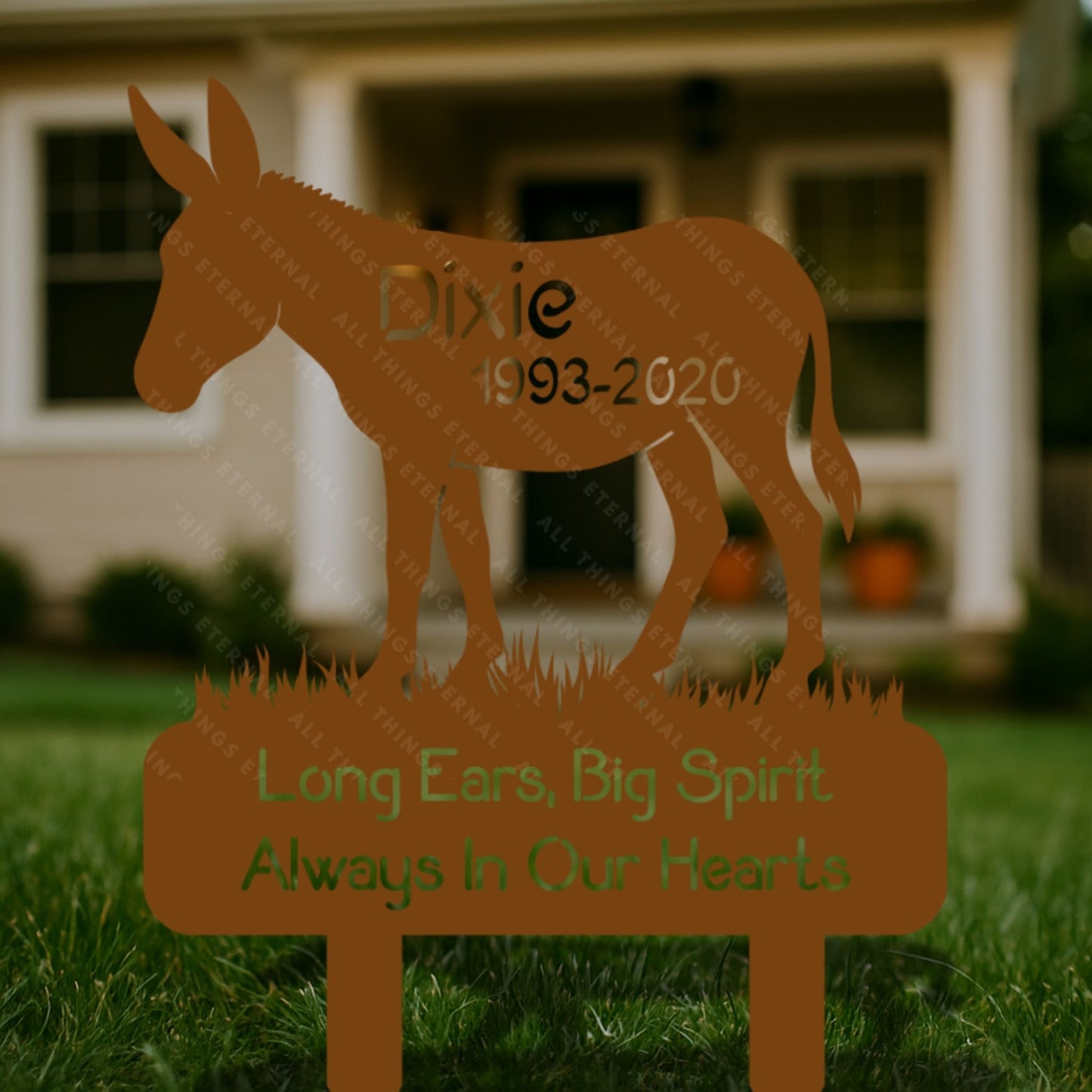 Personalized Donkey Grave Marker – Memorial Metal Yard Sign