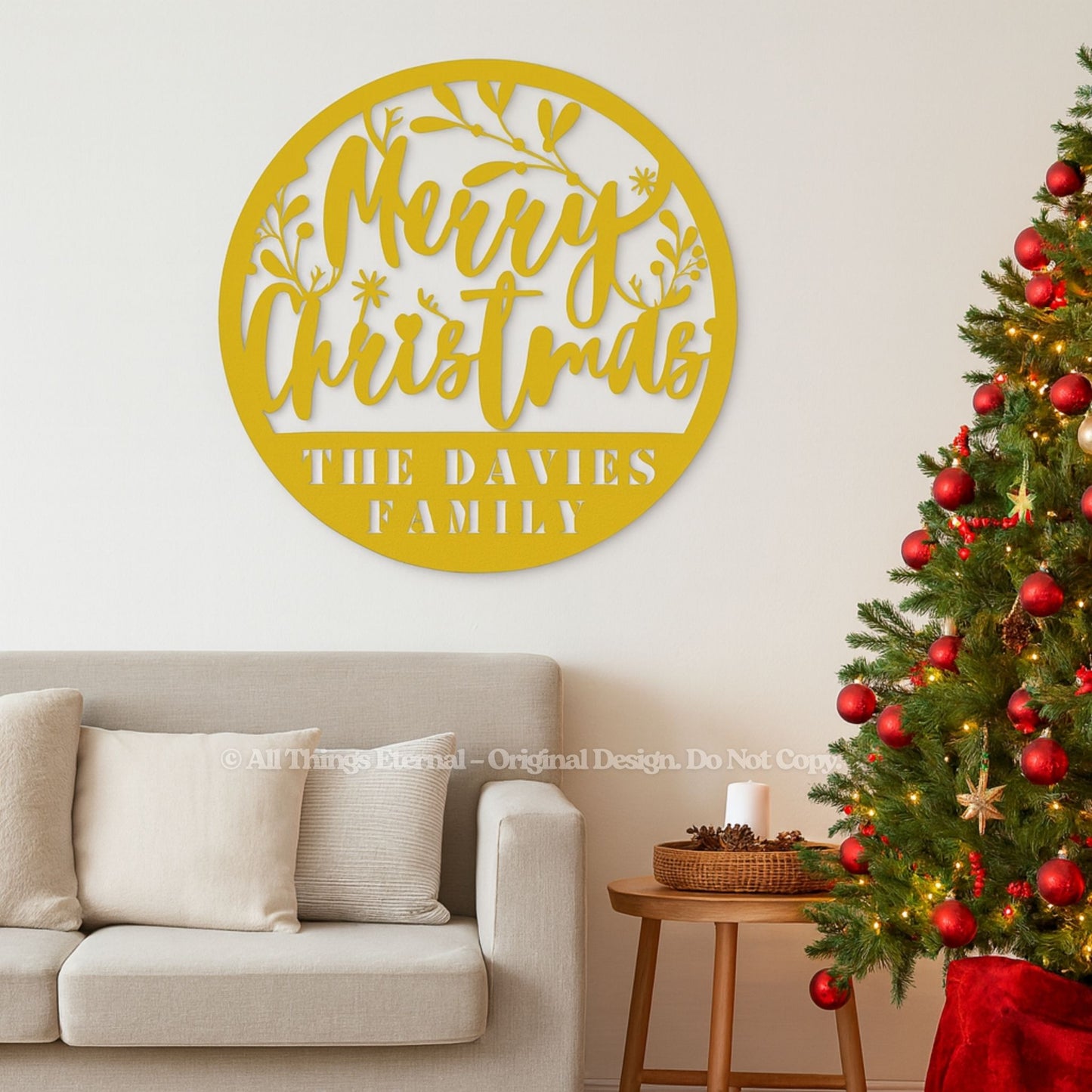 Personalized Christmas Metal Sign | Custom Family Wall Decor