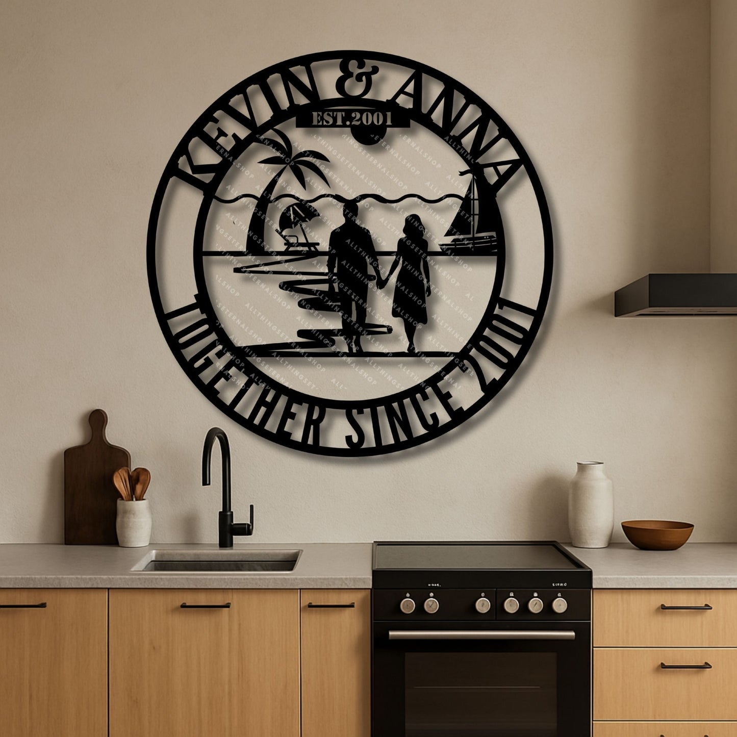 Custom Couple Anniversary Metal Sign | Personalized Monogram Wedding Gift