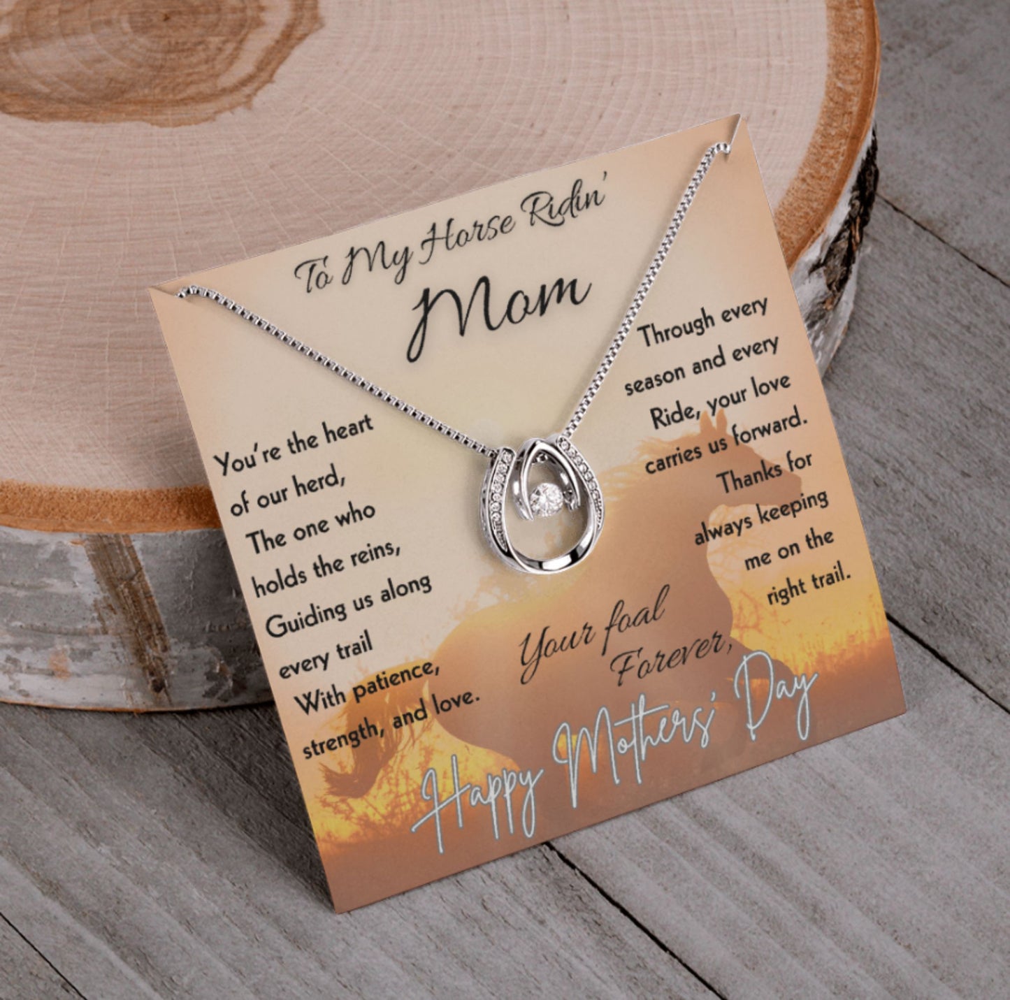 To My Horse Ridin' Mom Necklace – Horse Lover Gift for Mom | Mother's Day Jewelry