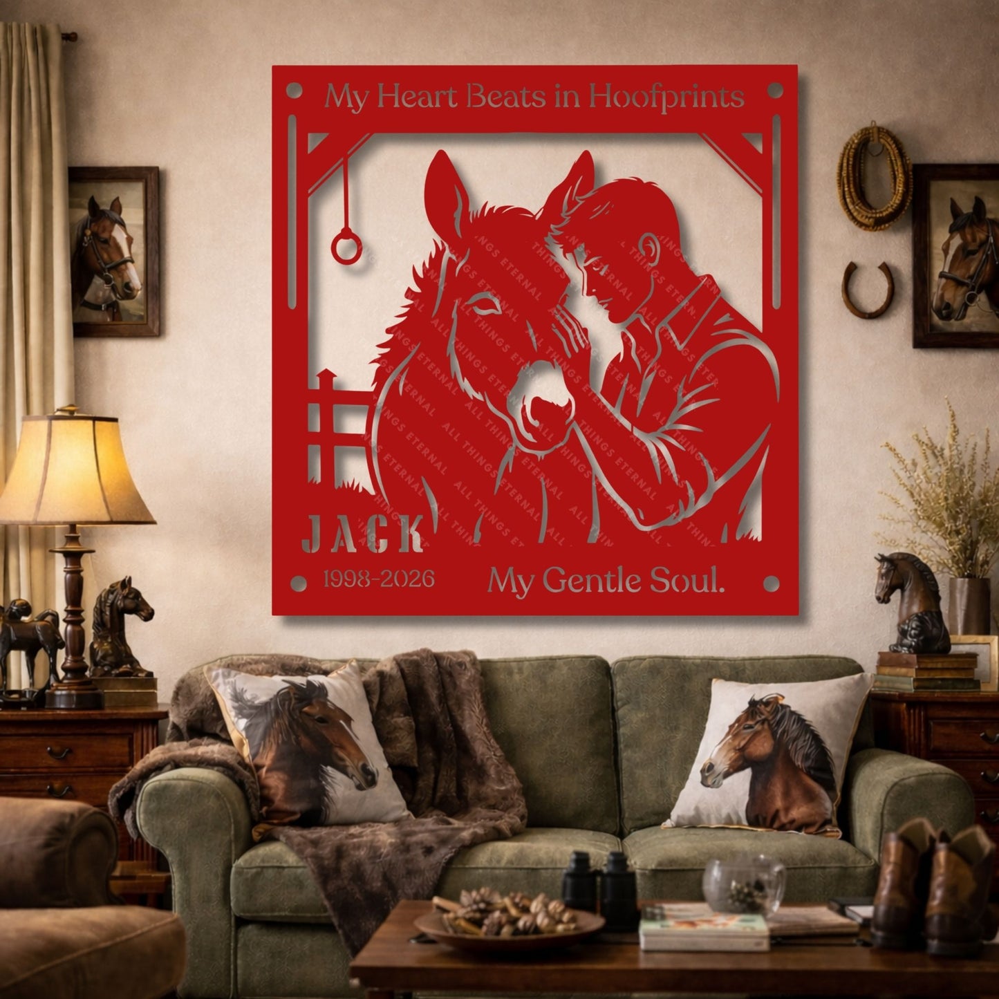 Personalized Donkey Memorial Metal Sign – My Heart Beats in Hoofprints