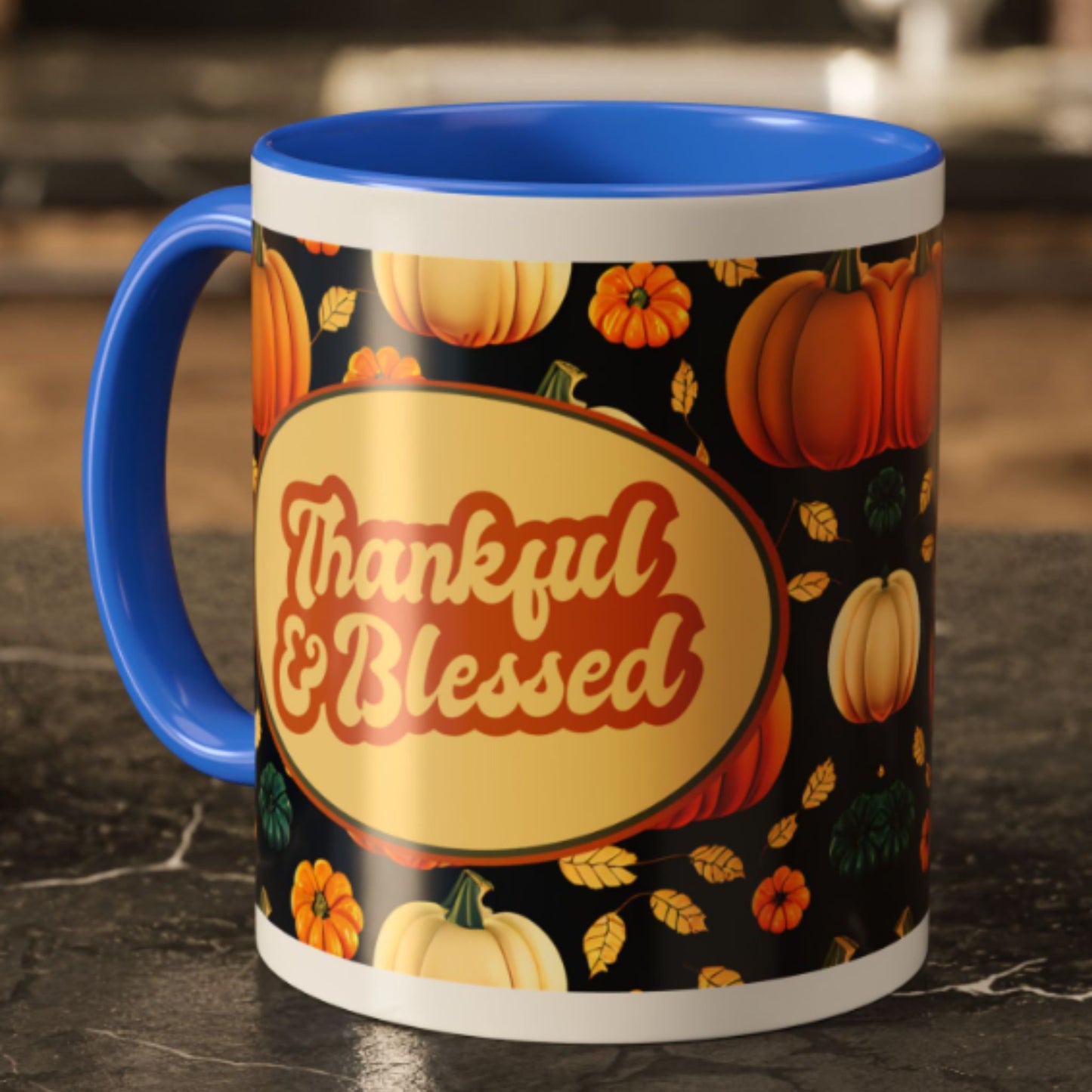 Thankful & Blessed Mug | Festive Two-Tone Coffee Cup Gift