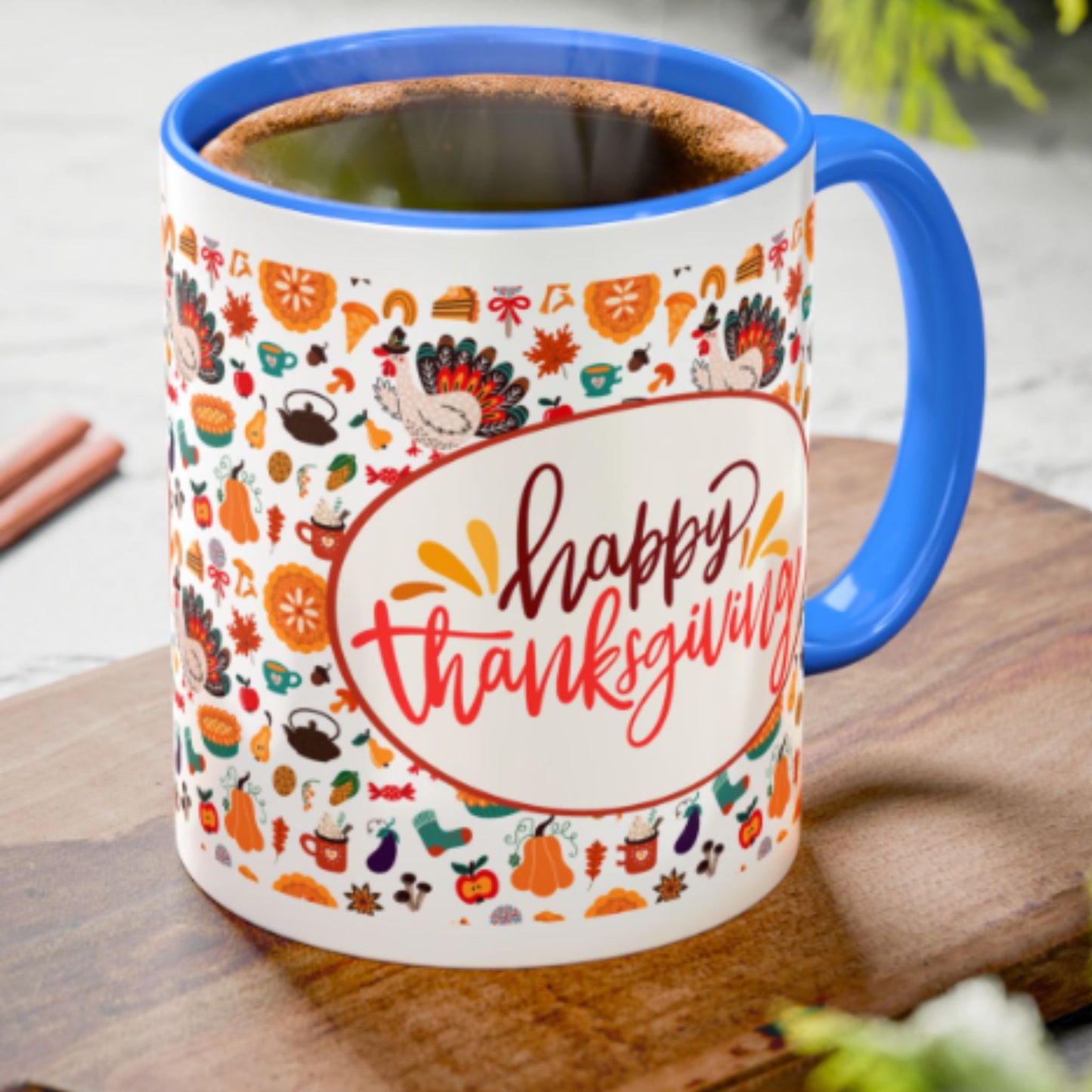 Happy Thanksgiving Mug | Festive Two-Tone Coffee Cup Gift