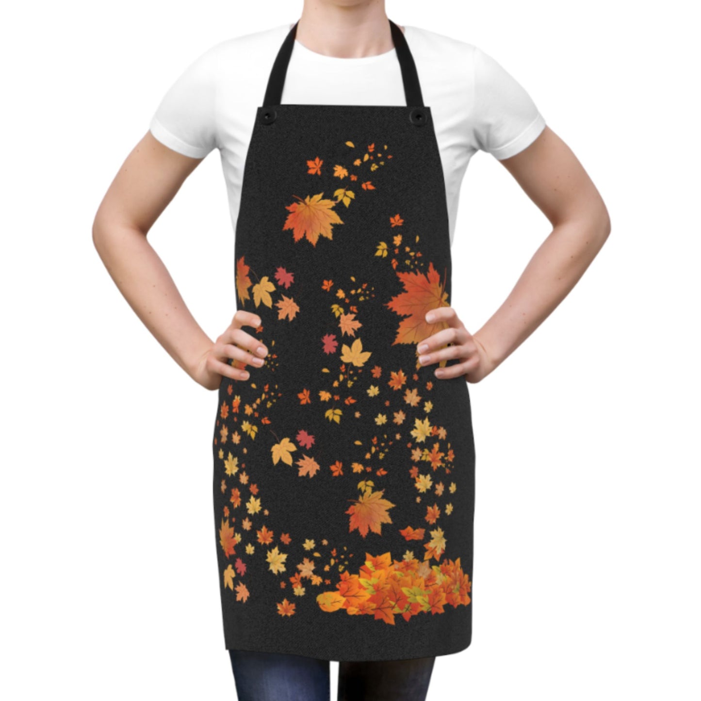Black Fall Leaves Apron | Grateful Cooking & Thanksgiving Gift