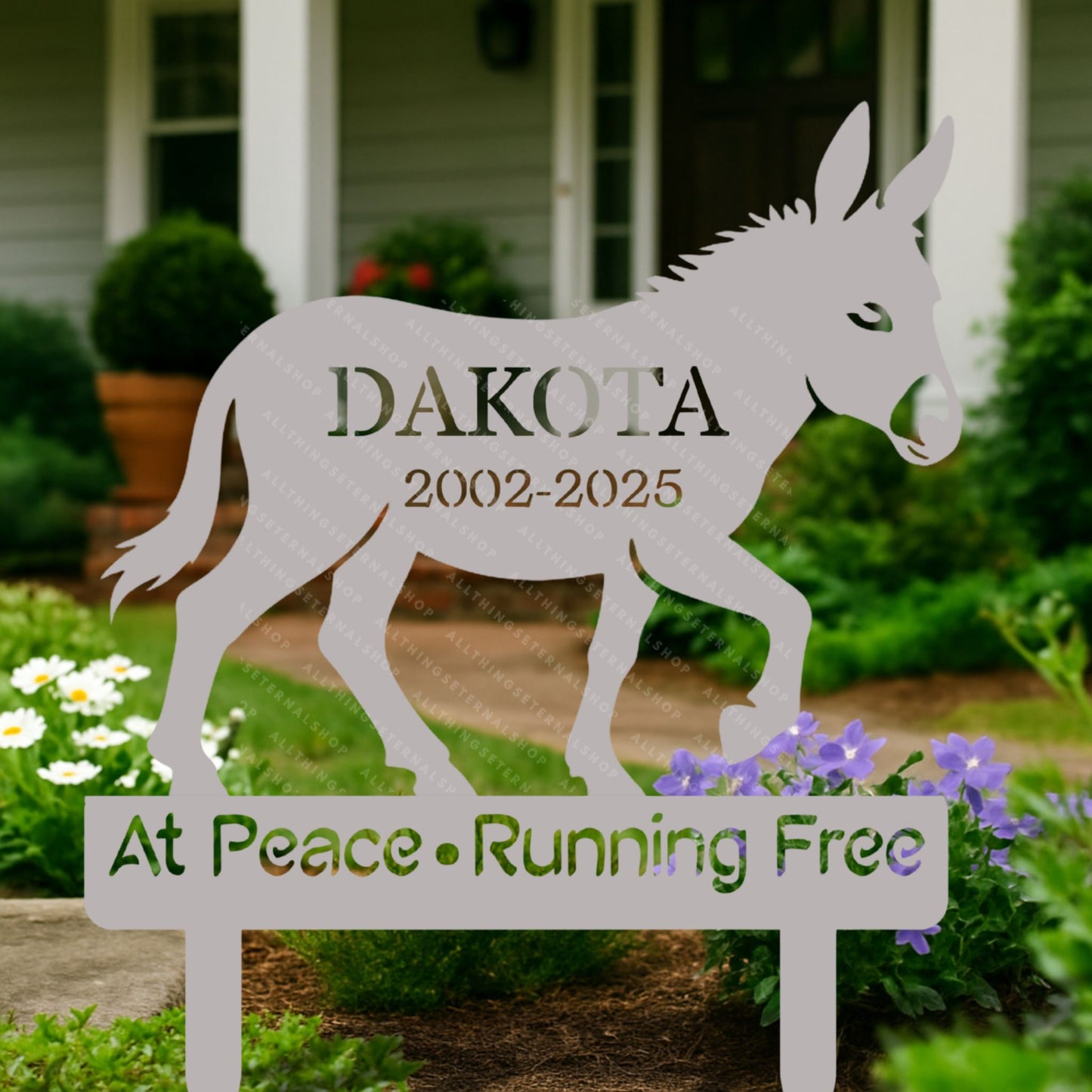 Personalized Donkey Memorial Metal Garden Yard Sign Decor
