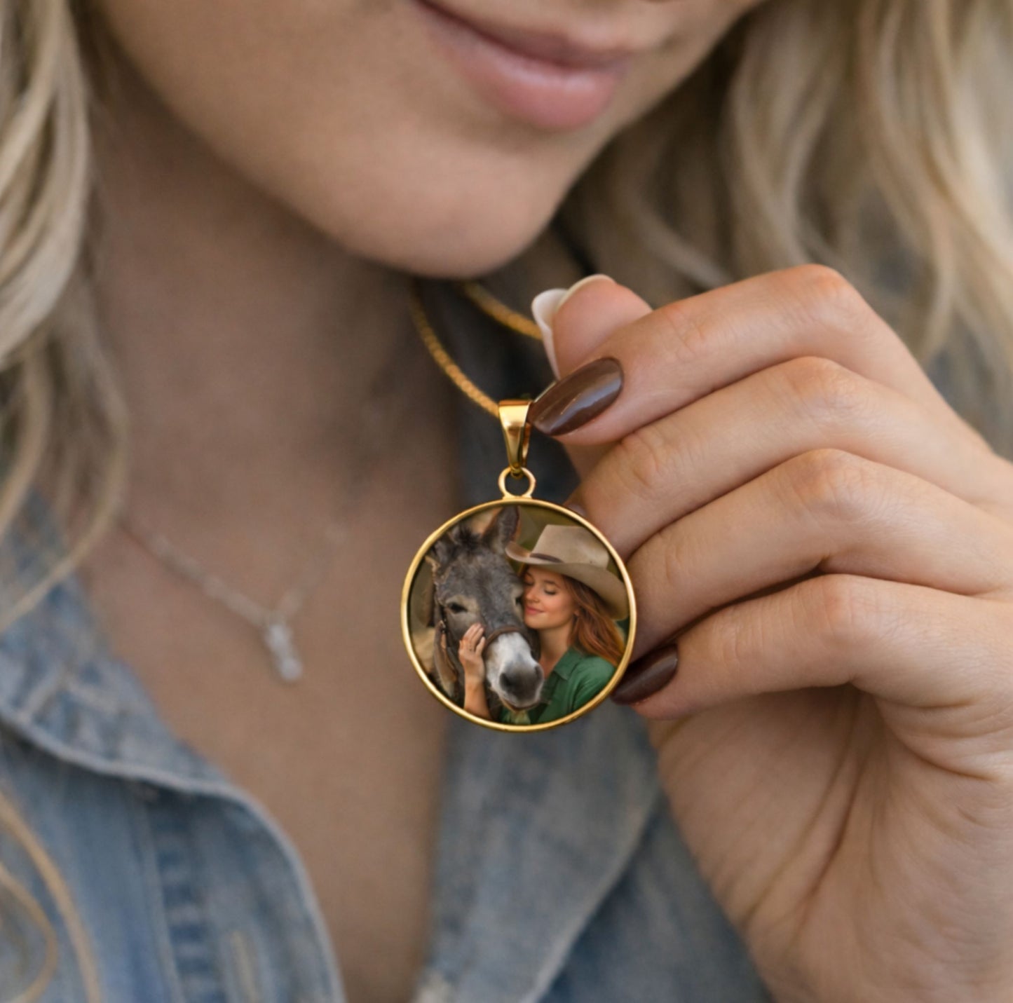 Personalized Donkey Photo Necklace – Donkey Memorial Gift