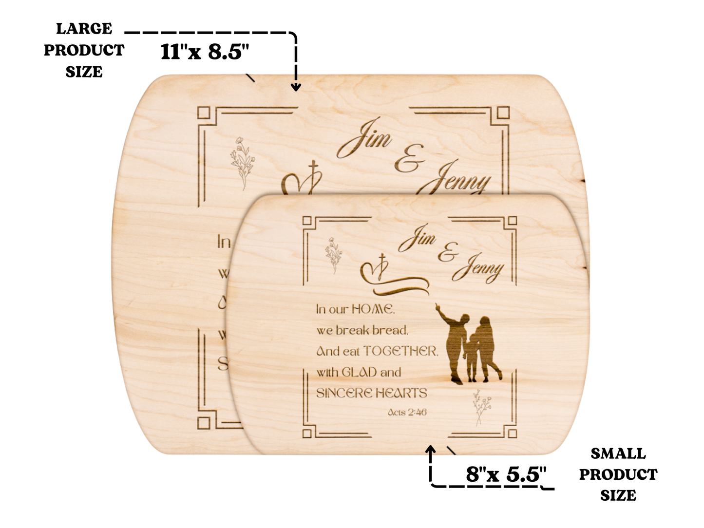 Personalized Christian Cutting Board – Acts 2:46  Religious Kitchen Decor Gifts
