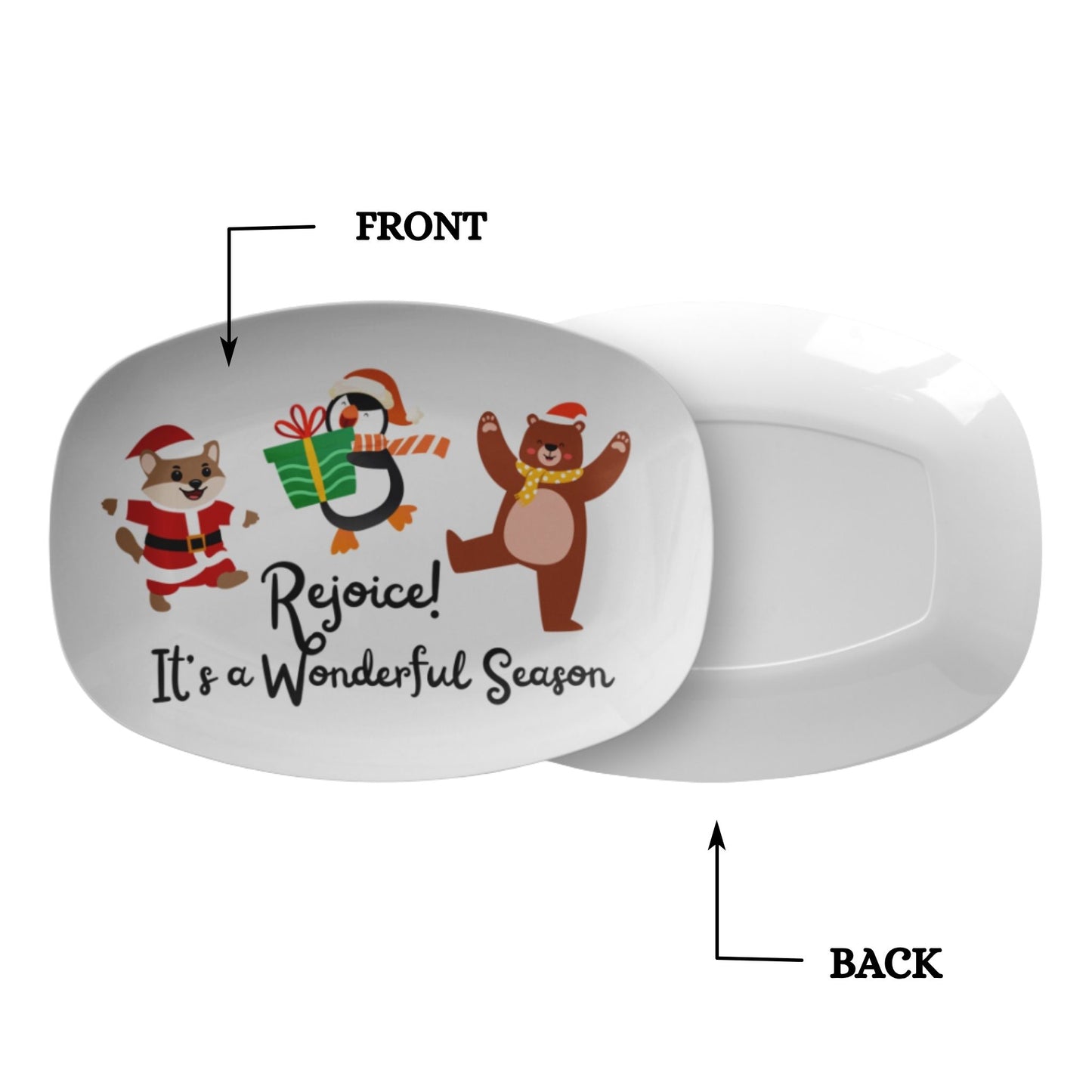 Rejoice It's a Wonderful Season Festive Christmas Serving Tray – Holiday Platter