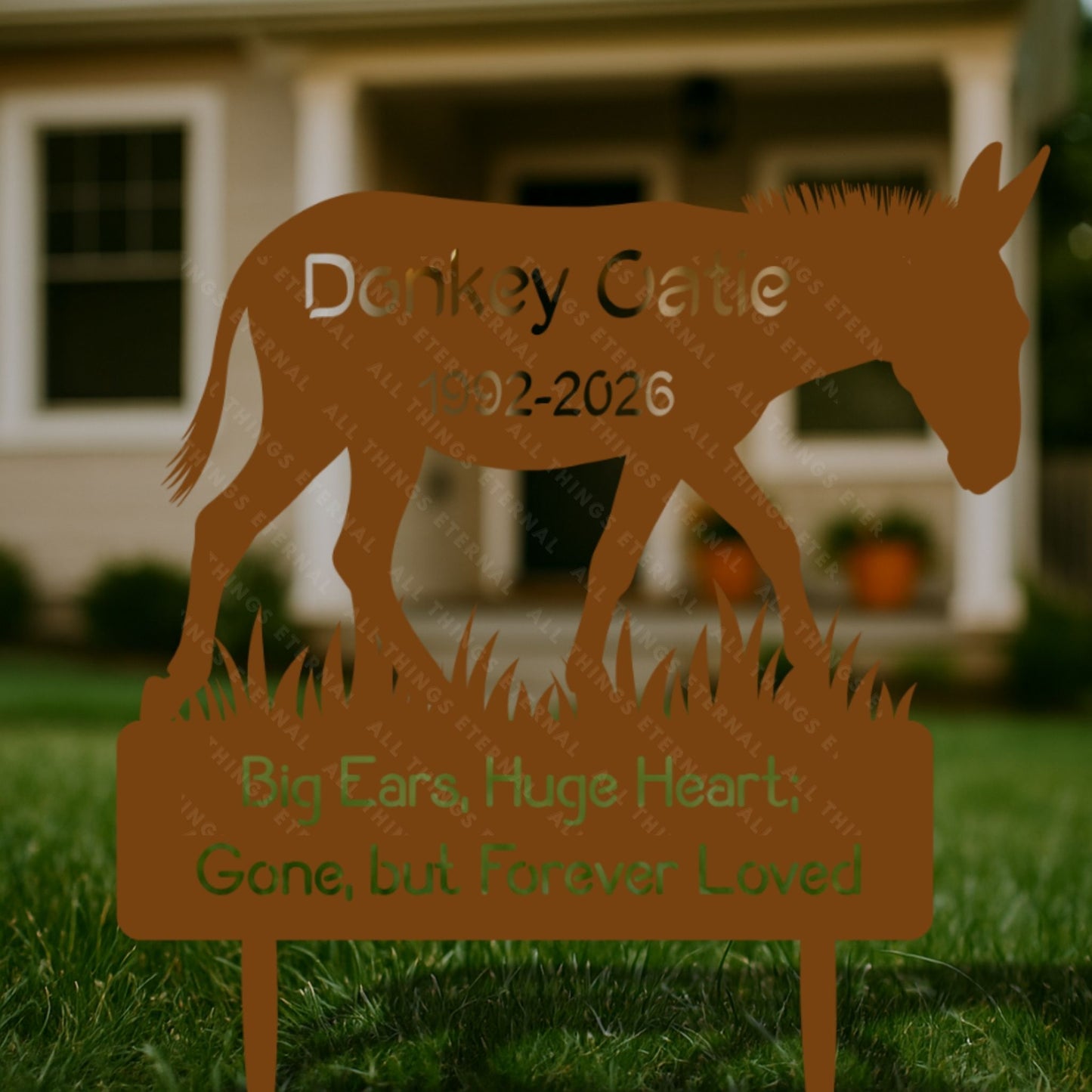 Personalized Donkey Memorial Metal Yard Sign – Custom Pet Loss Marker