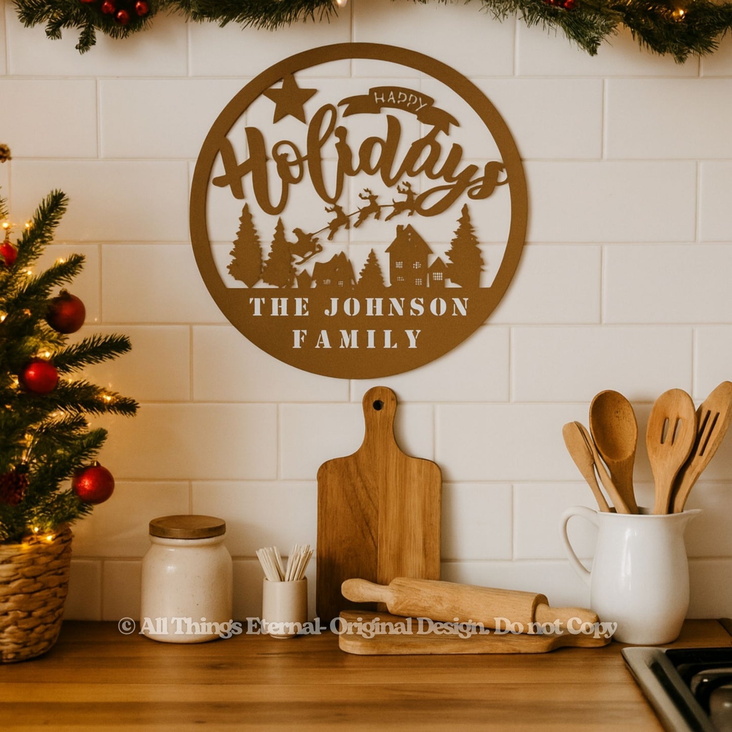 Custom Family Name Holiday Metal Sign – Personalized Christmas Wall Art Home  Decoration