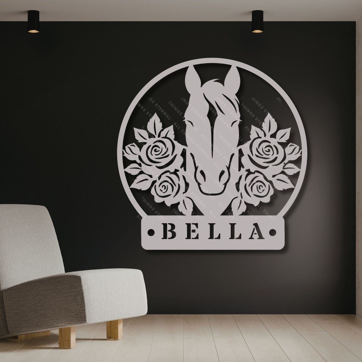 Personalized Horse Stall Name Metal Sign | Floral Horse Barn Wall Decor