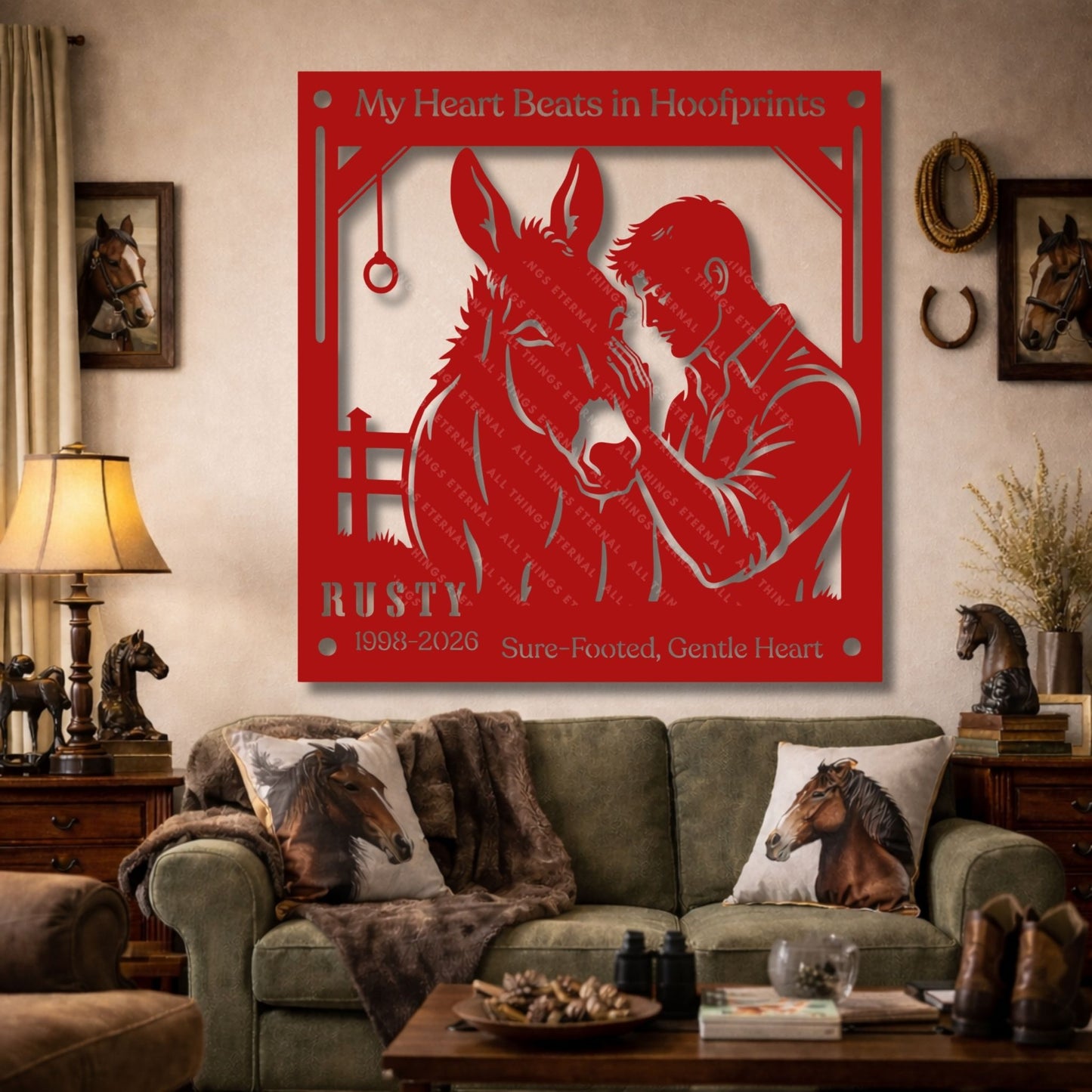 Personalized Mule Memorial Metal Sign – My Heart Beats in Hoofprints