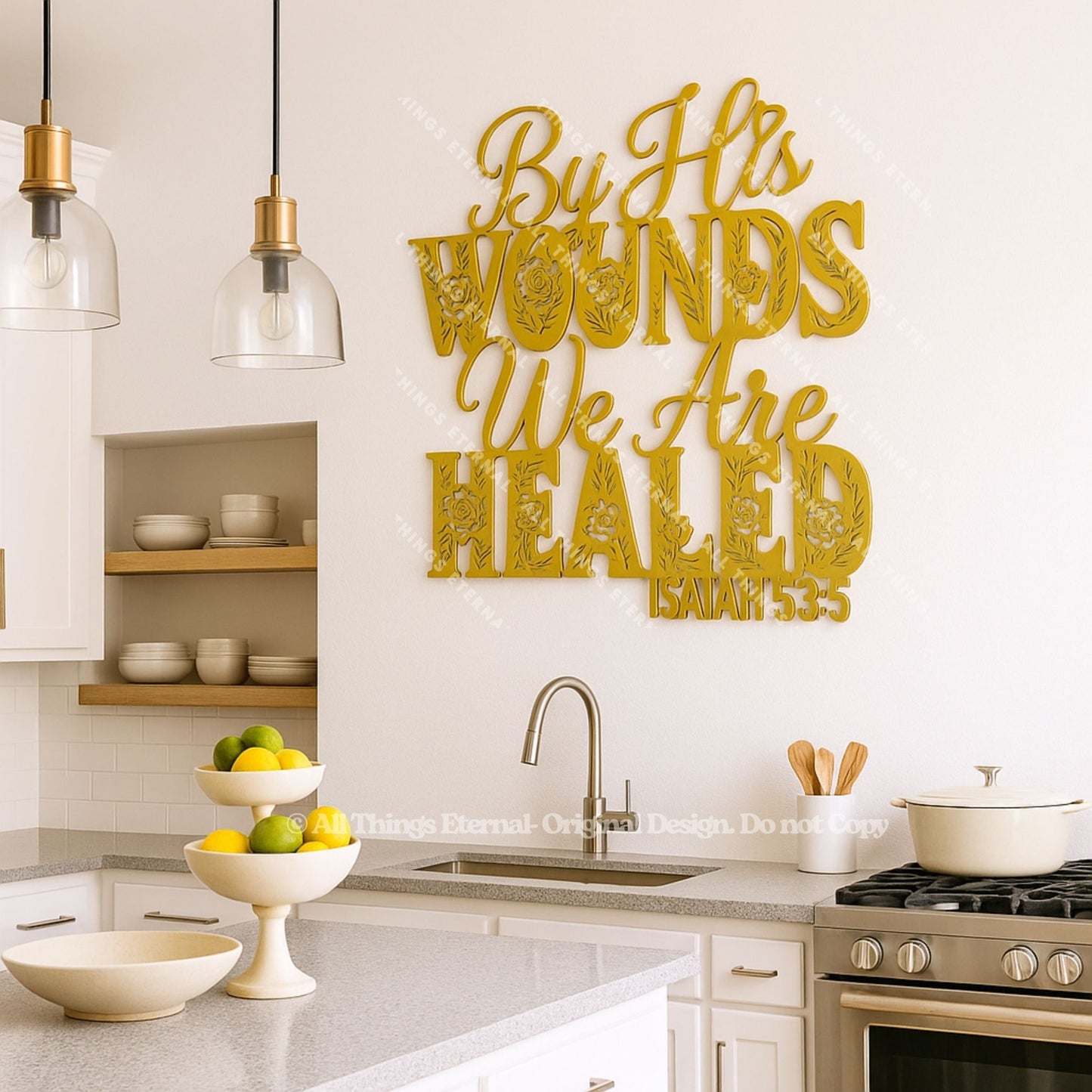 Isaiah 53:5 Metal Wall Art – Modern Christian Bible Verse Home Decor