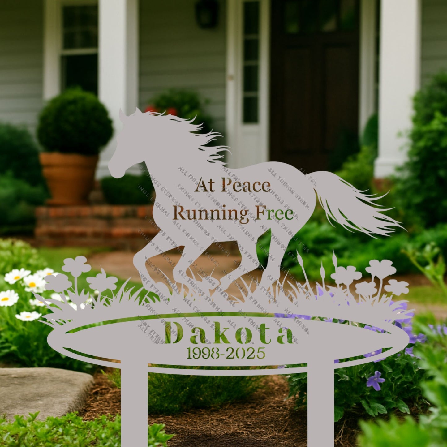 Personalized Horse Memorial Metal Garden Sign – Custom Name & Dates