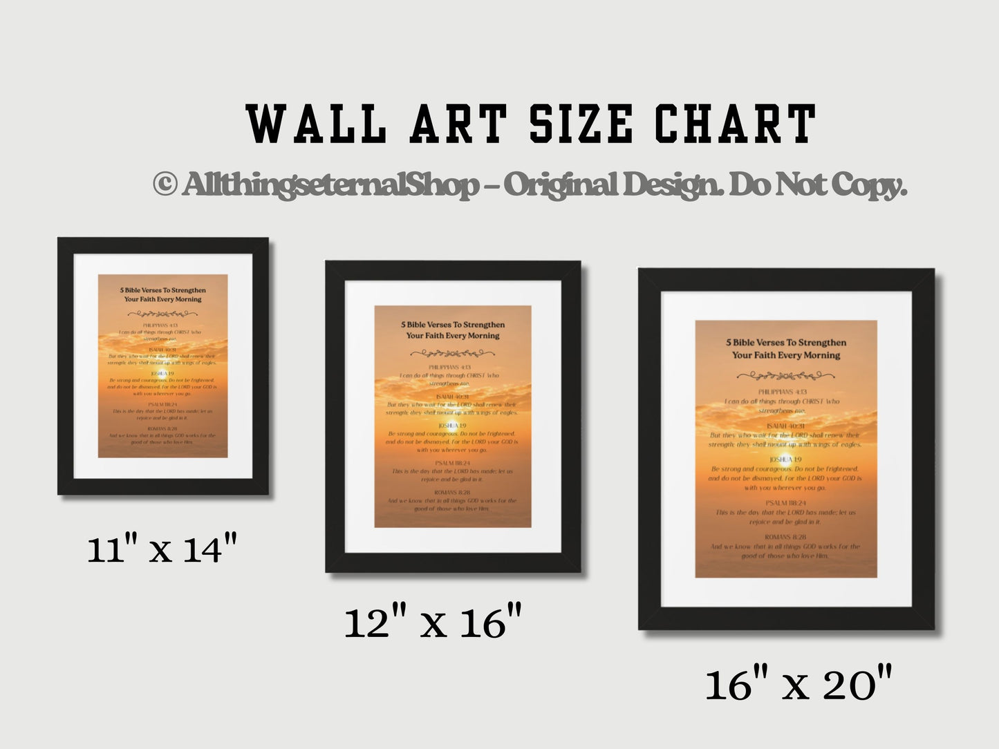 Christian Wall Art with Frame Included- Scripture Home Decor