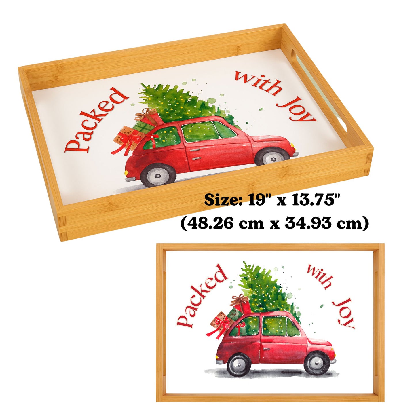 Large Bamboo Christmas Serving Tray – Festive Holiday Platter