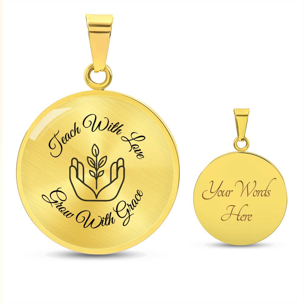 Teach With Love” Circle Necklace – Father to Daughter Teacher Gift