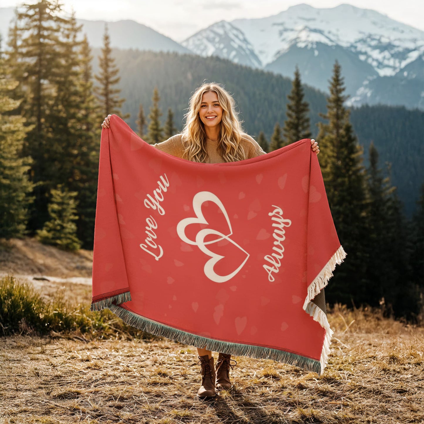 Love You Always Woven Blanket – Romantic Throw Gift for Couples