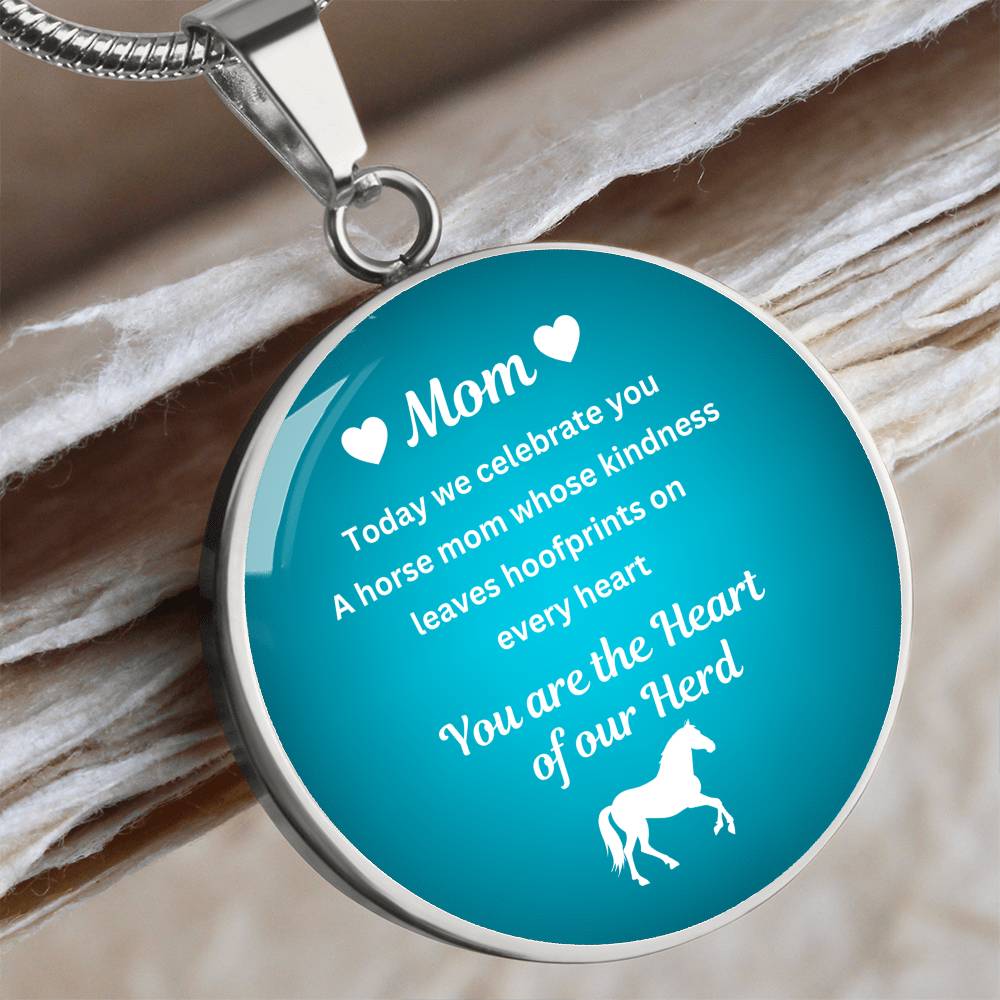 Custom Horse Mom Circle  Necklace – You Are The Heart Of Our Herd Gift for Mom