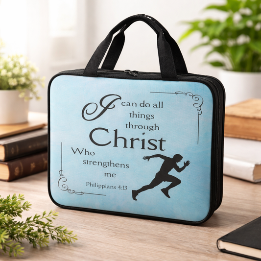 Philippians 4:13 Canvas Bible Cover – I Can Do All Things Zipper Bag