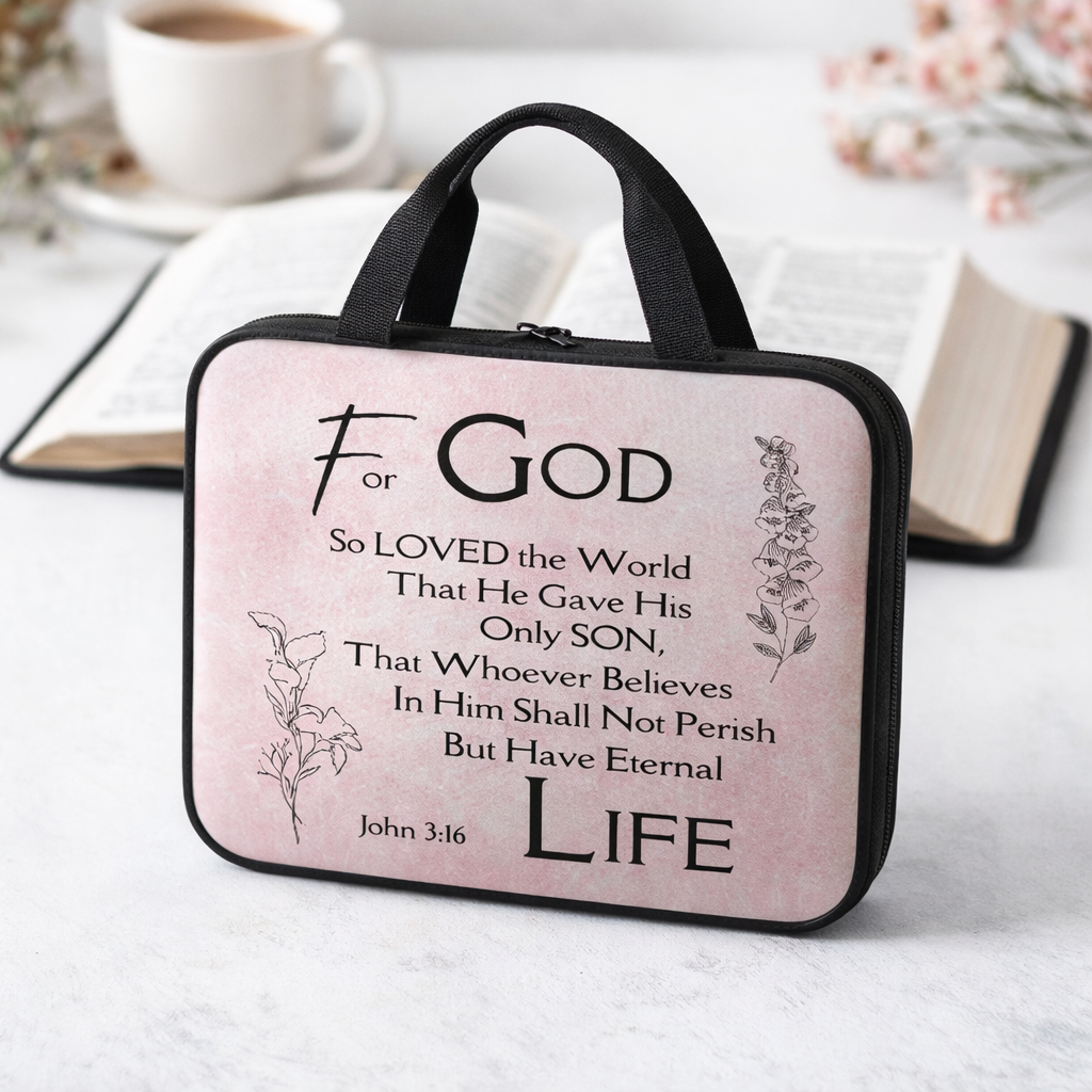 John 3:16 Canvas Zipper Bible Bag – Christian Scripture Tote