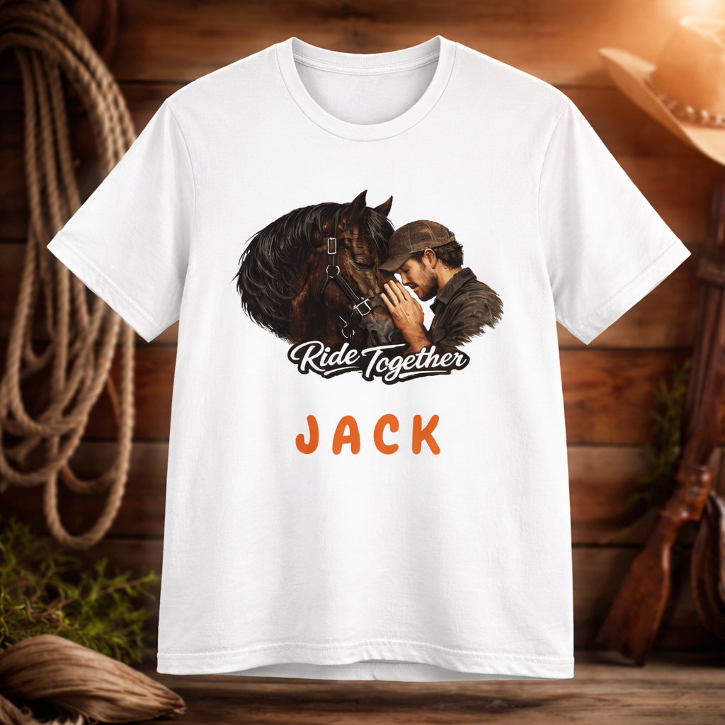 Personalized Ride Together Horse T-shirt for Men