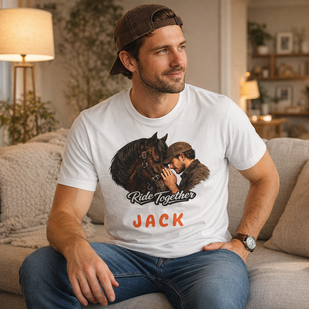 Personalized Ride Together Horse T-shirt for Men