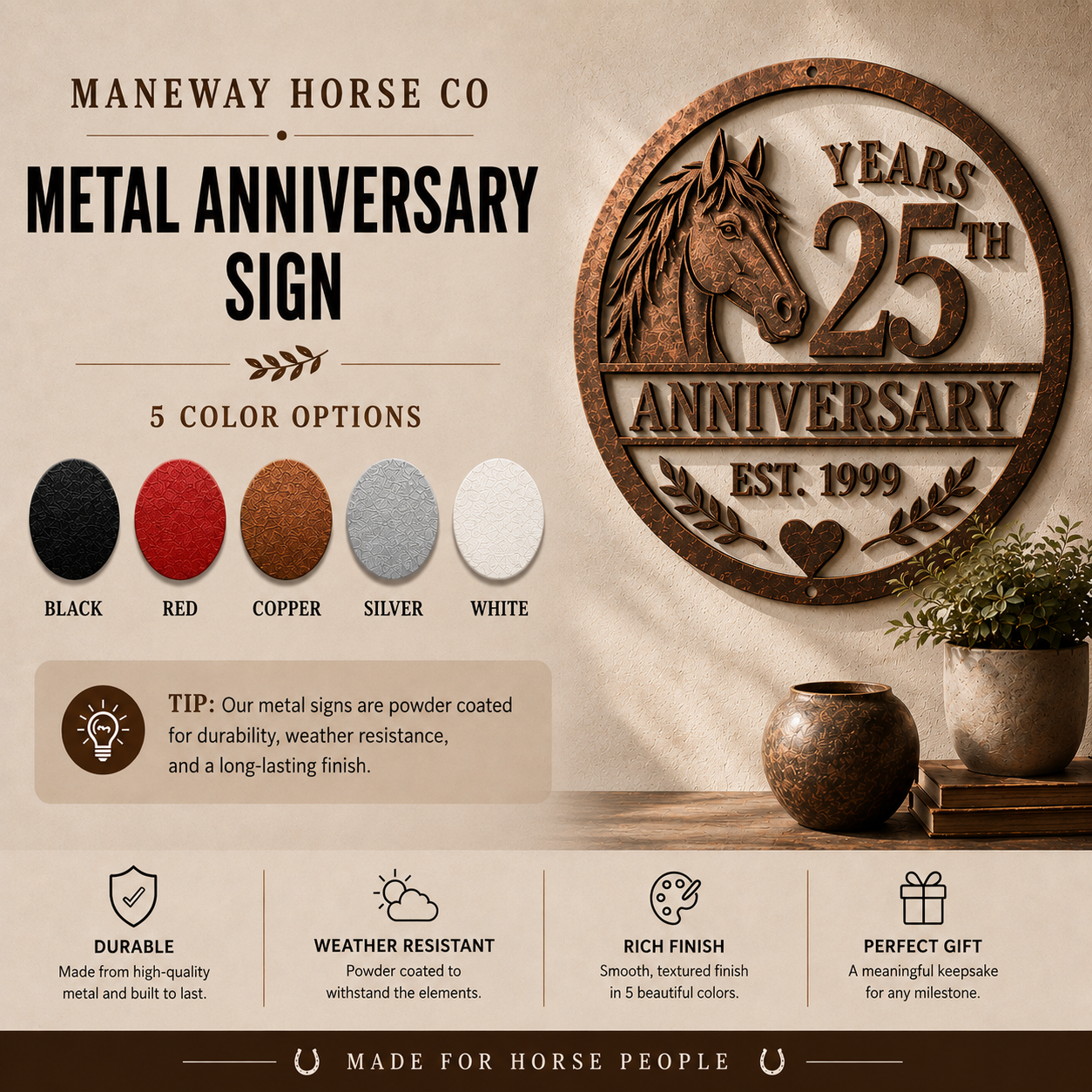 Personalized Couple Horse Metal Sign – Custom Ranch Wall Art Gift