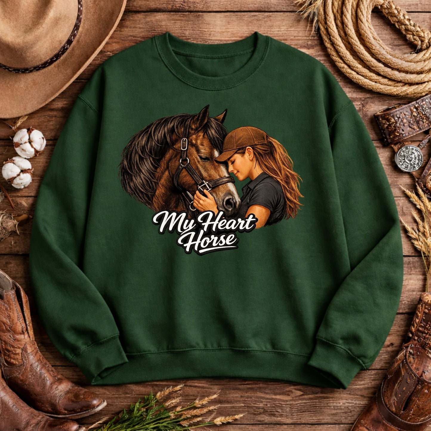 My Heart Horse Personalized Crewneck Sweatshirt for Women