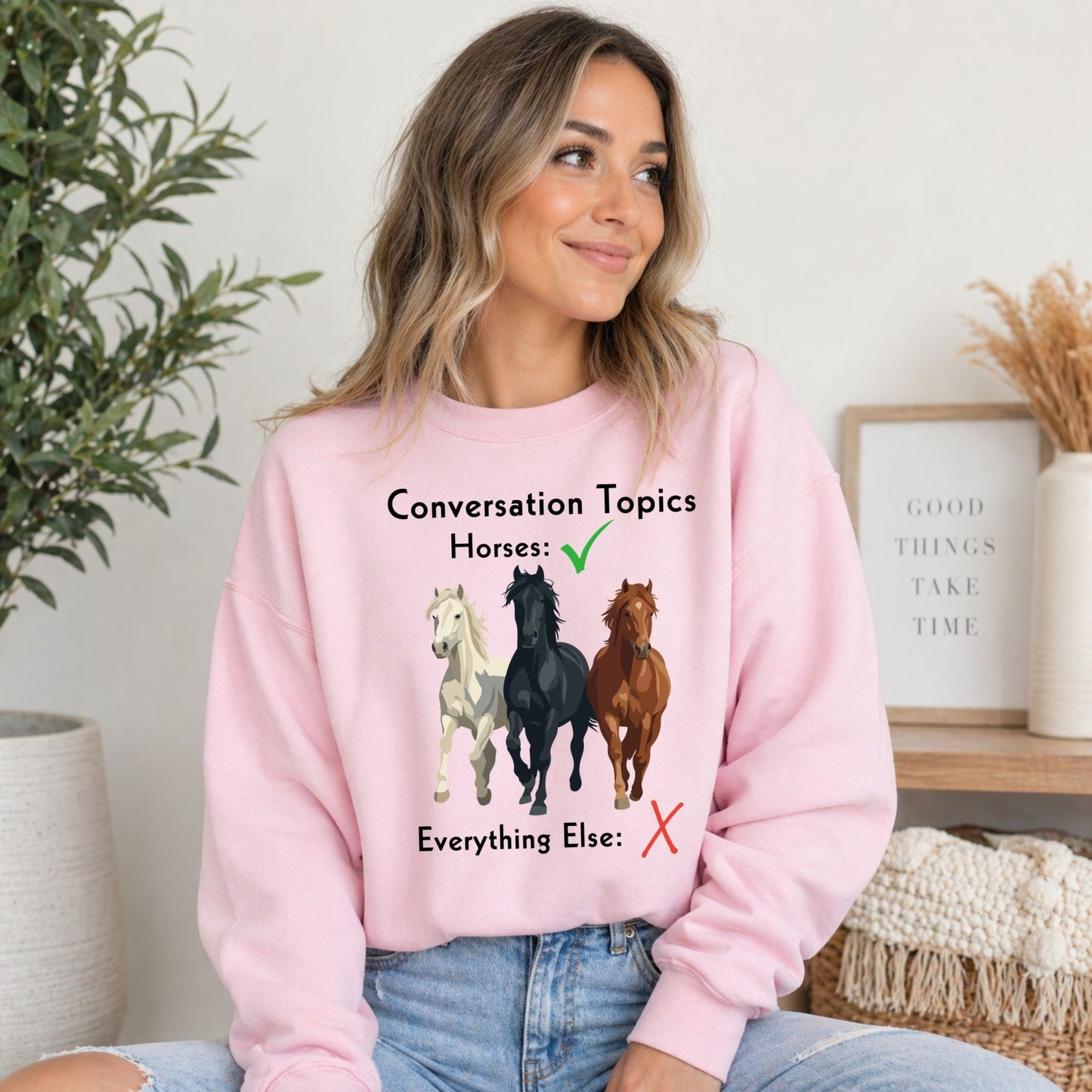 Horse Conversation Topics Sweatshirt — Horses Everything Else Funny Tee