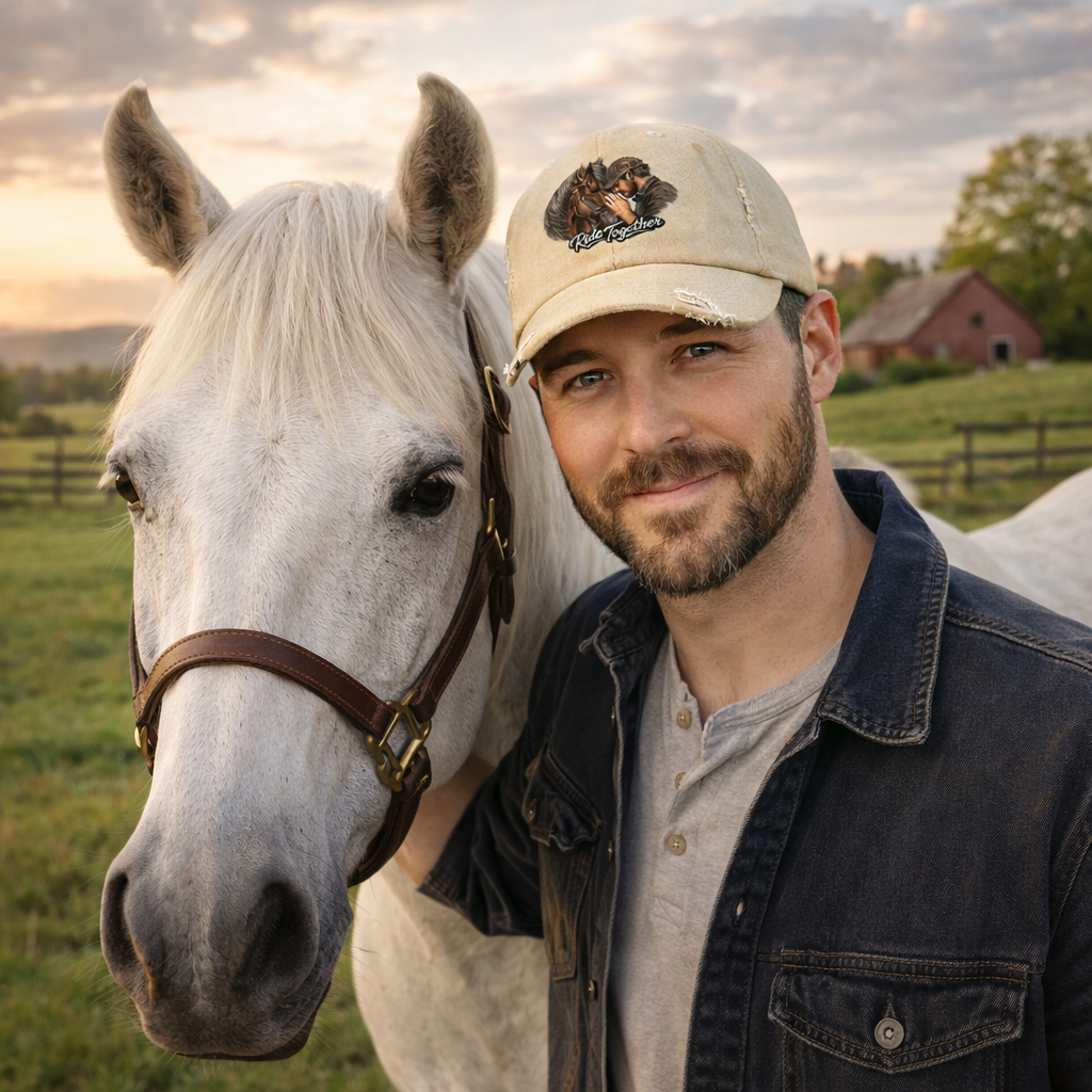 Ride Together Distressed Dad Hat – Horse & Rider Baseball Cap