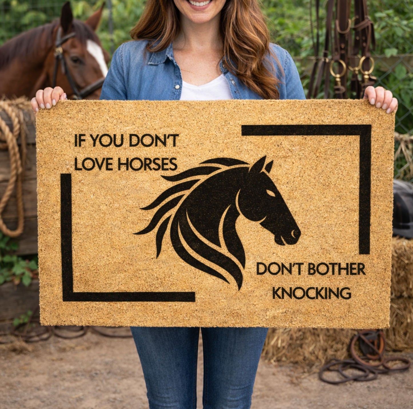 Funny Horse Welcome Doormat - If You Don’t Love Horses Don’t Knock Horse Lover  Mat