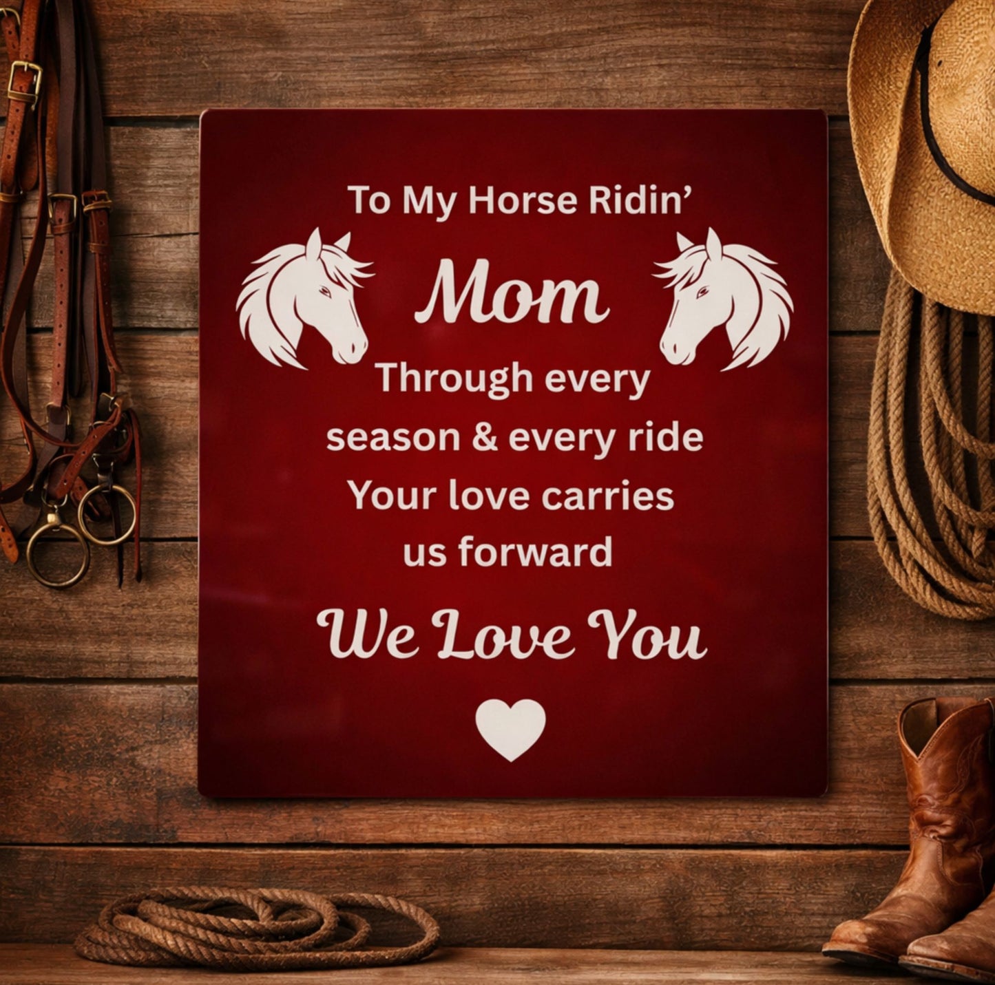 To My Horse Ridin' Mom Wall Mounted Metal Print – Mother's Day Gift for Horse Lovers