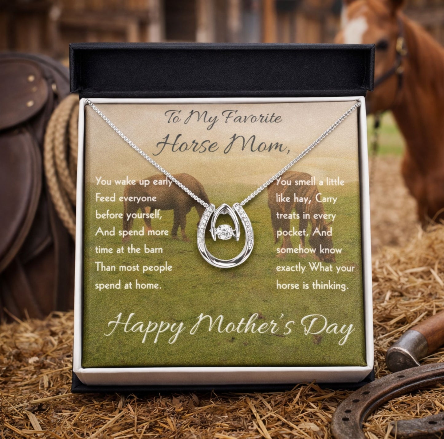 Horse Riding Mom Necklace – To My Horse Ridin' Mom Gift | Mother's Day Jewelry for Horse Lovers