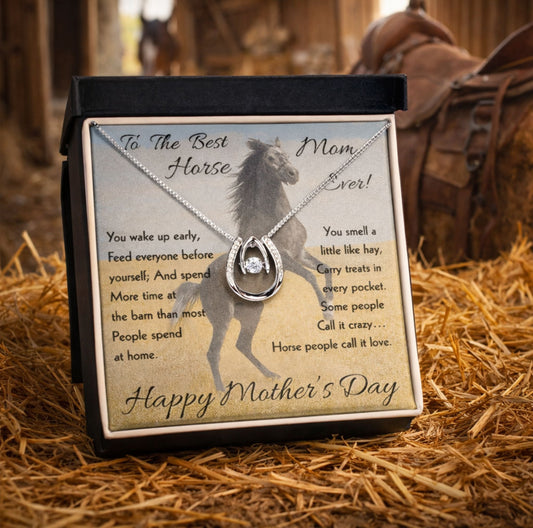 Horse Lover Mom Necklace – Meaningful Mother's Day Gift for Horse Mom