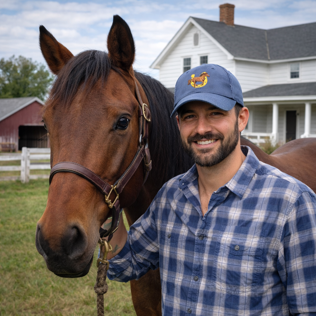 Lucky Horse Horseshoe Cap — Distressed Baseball Hat for Equestrian Fans