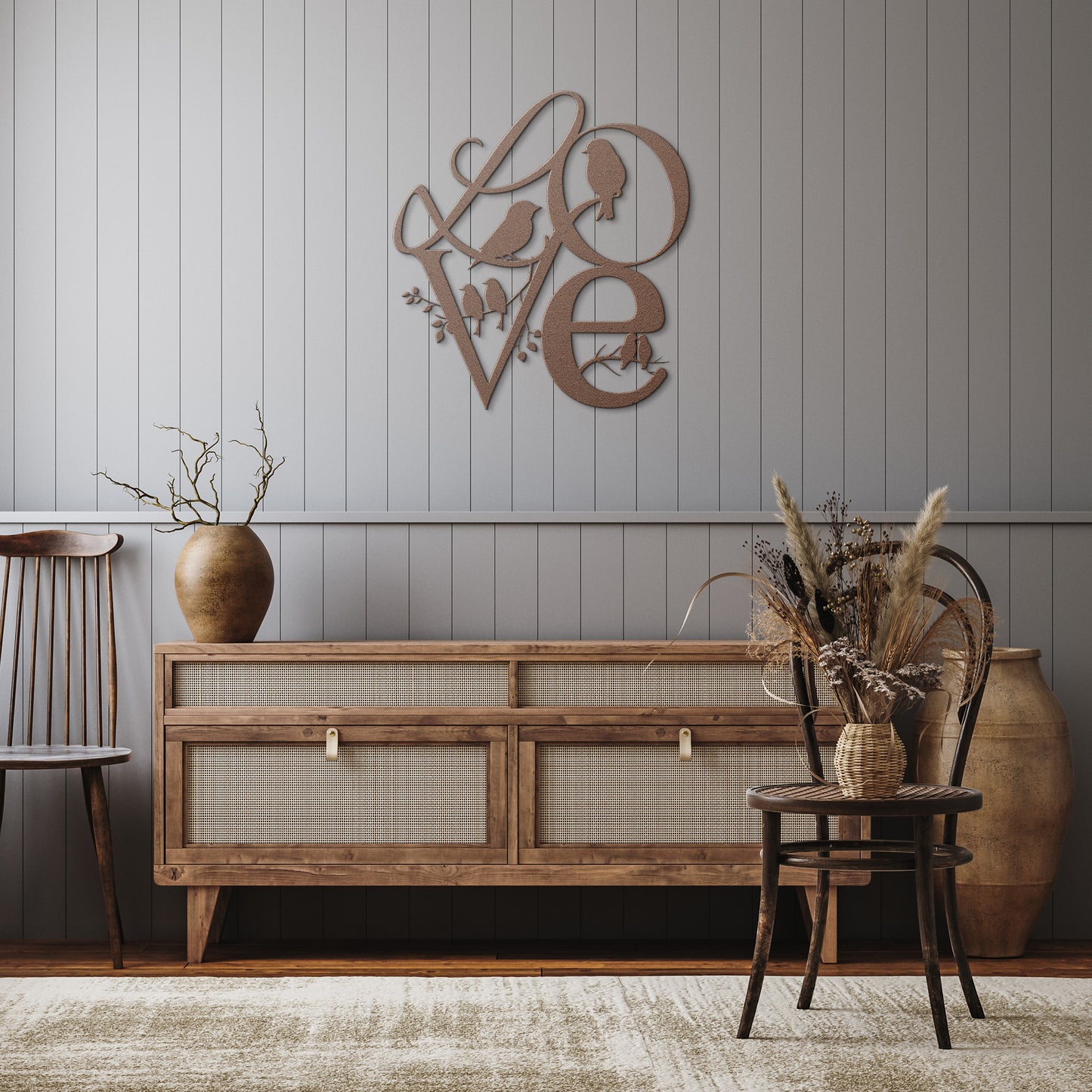 Love Birds Metal Wall Art - Romantic Valentine's Day Gift for Couples