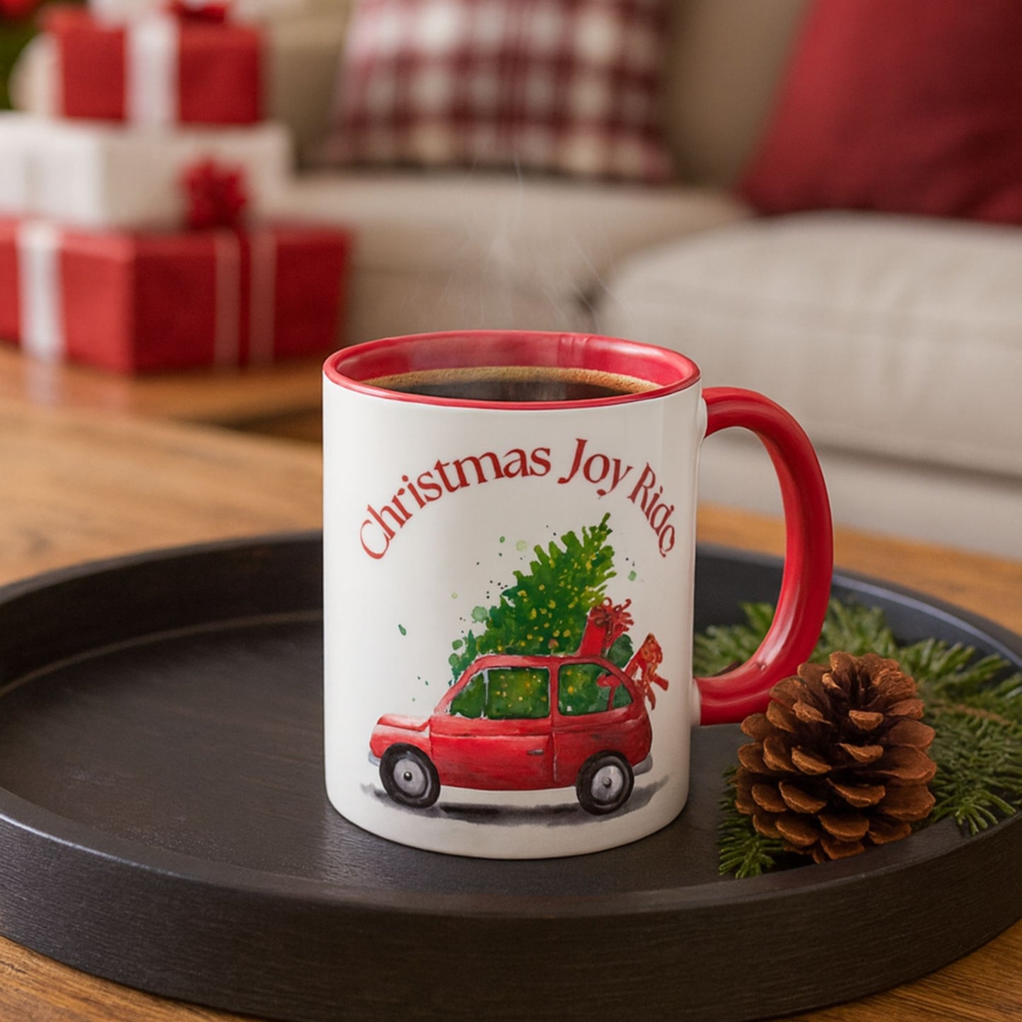 Christmas Joy Ride Mug | Festive Santa Two-Tone Coffee Cup