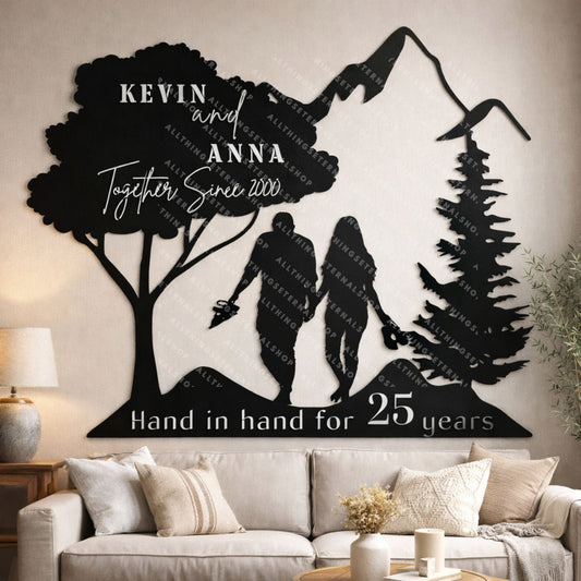 Personalized 25th Anniversary Metal Sign - Custom Gift for Couples